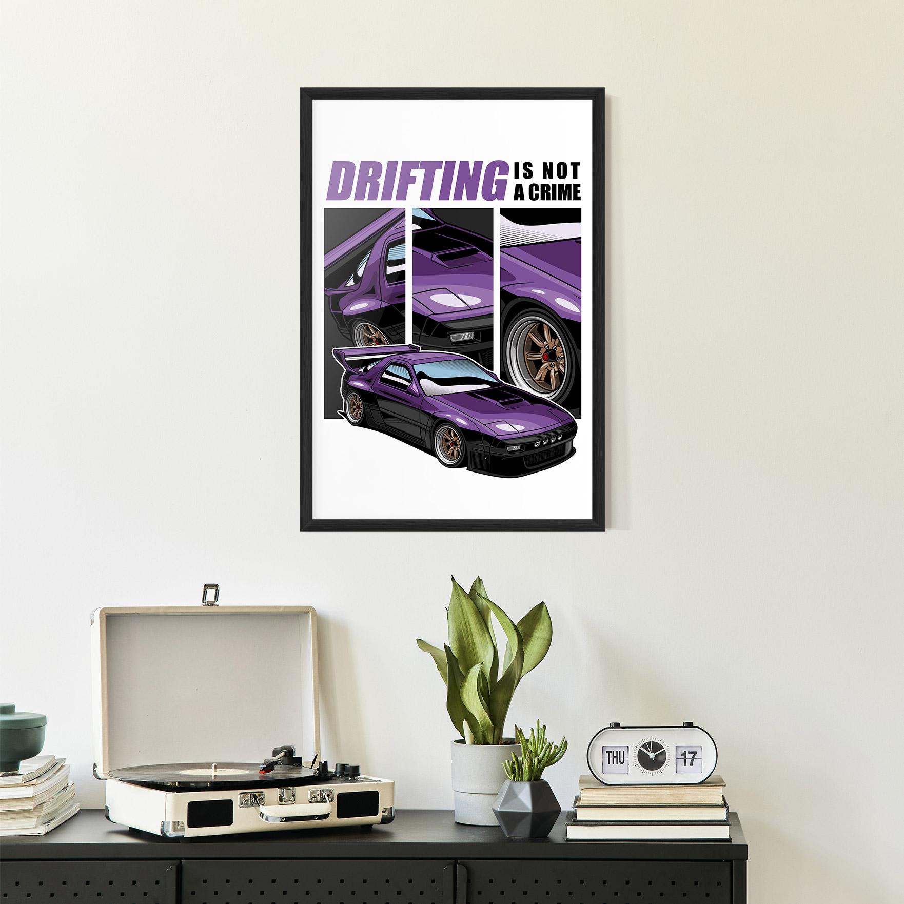 Gerahmte Poster Drift Purple Car mockup 2