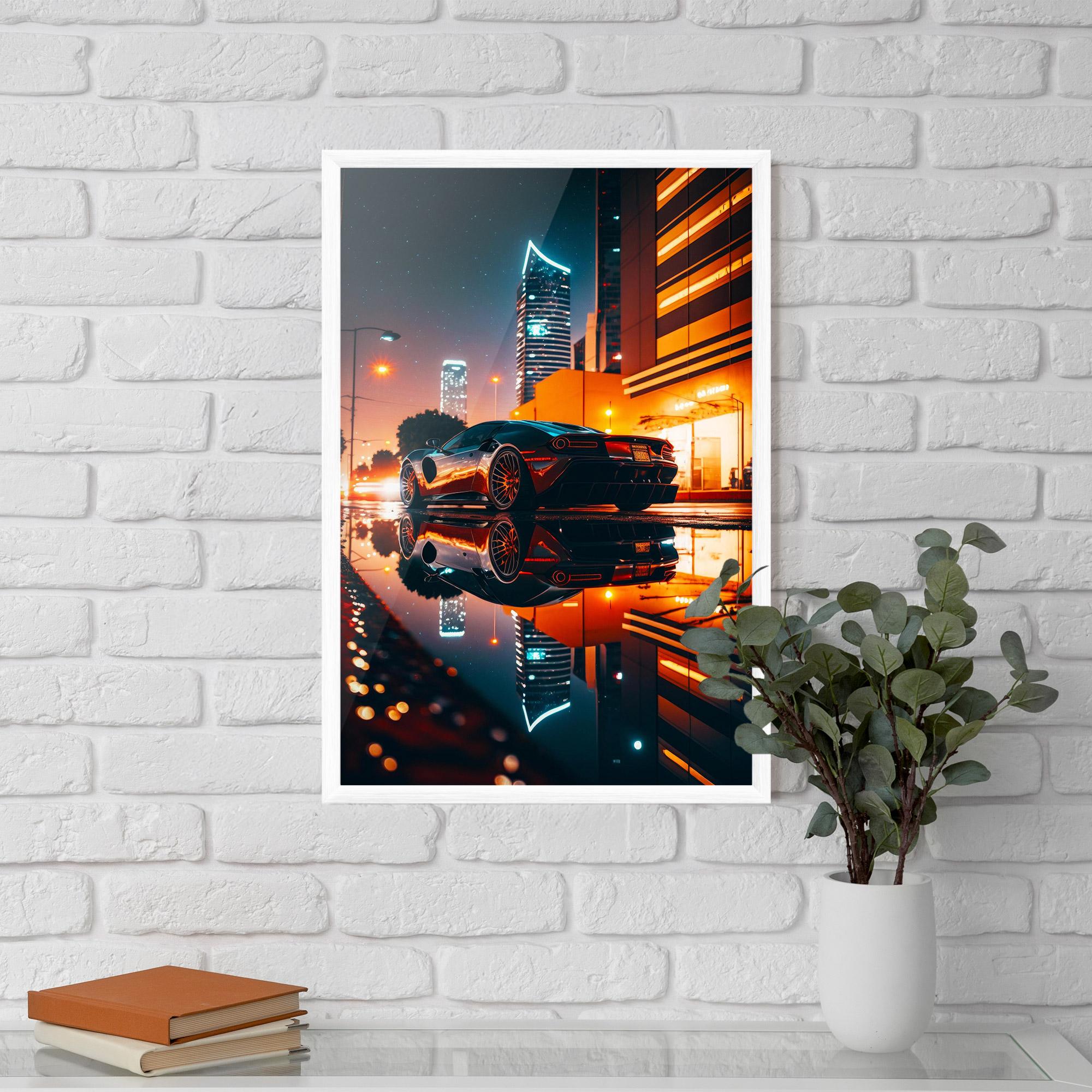 Gerahmte Poster Rainy Sport Car mockup 5