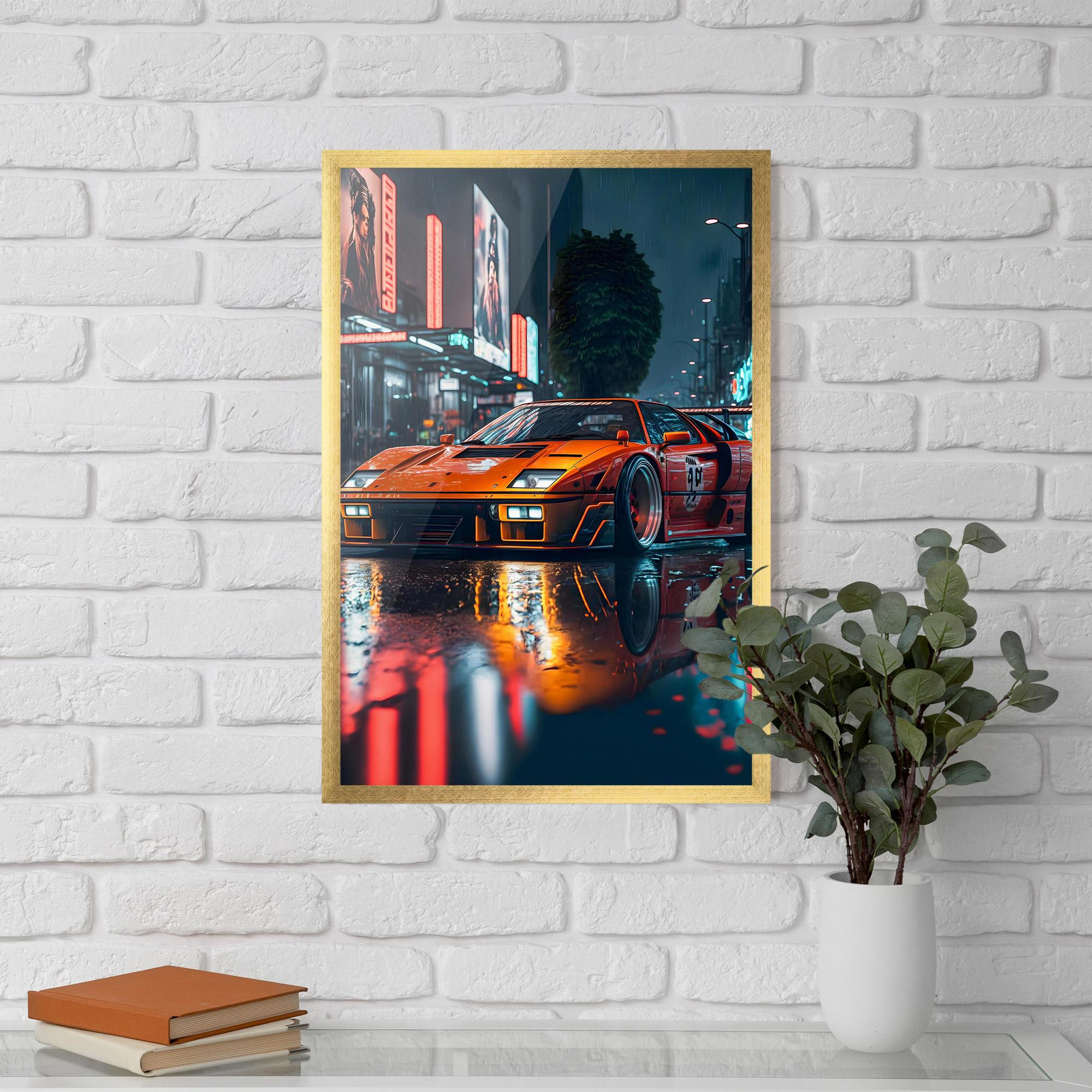 Gerahmte Poster Orange Super Car mockup 5