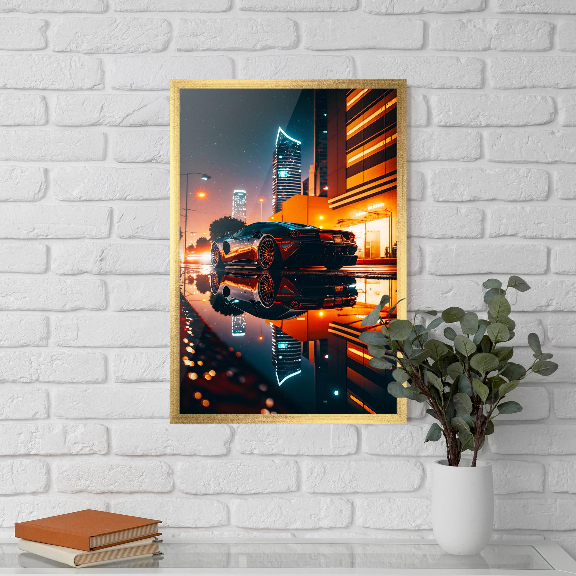 Gerahmte Poster Rainy Sport Car mockup 5