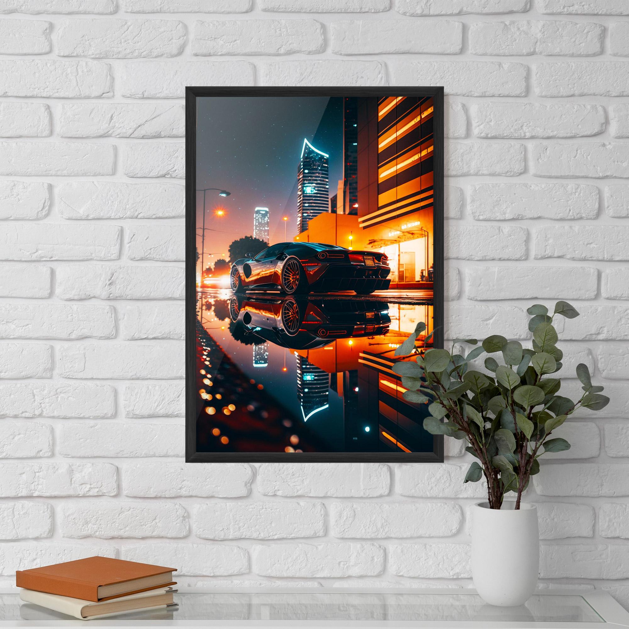 Gerahmte Poster Rainy Sport Car mockup 5