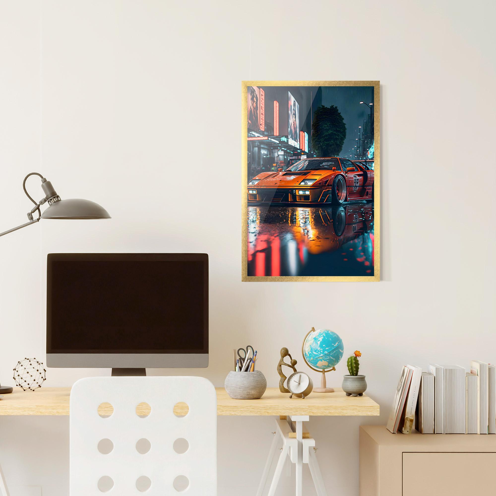 Gerahmte Poster Orange Super Car mockup 6