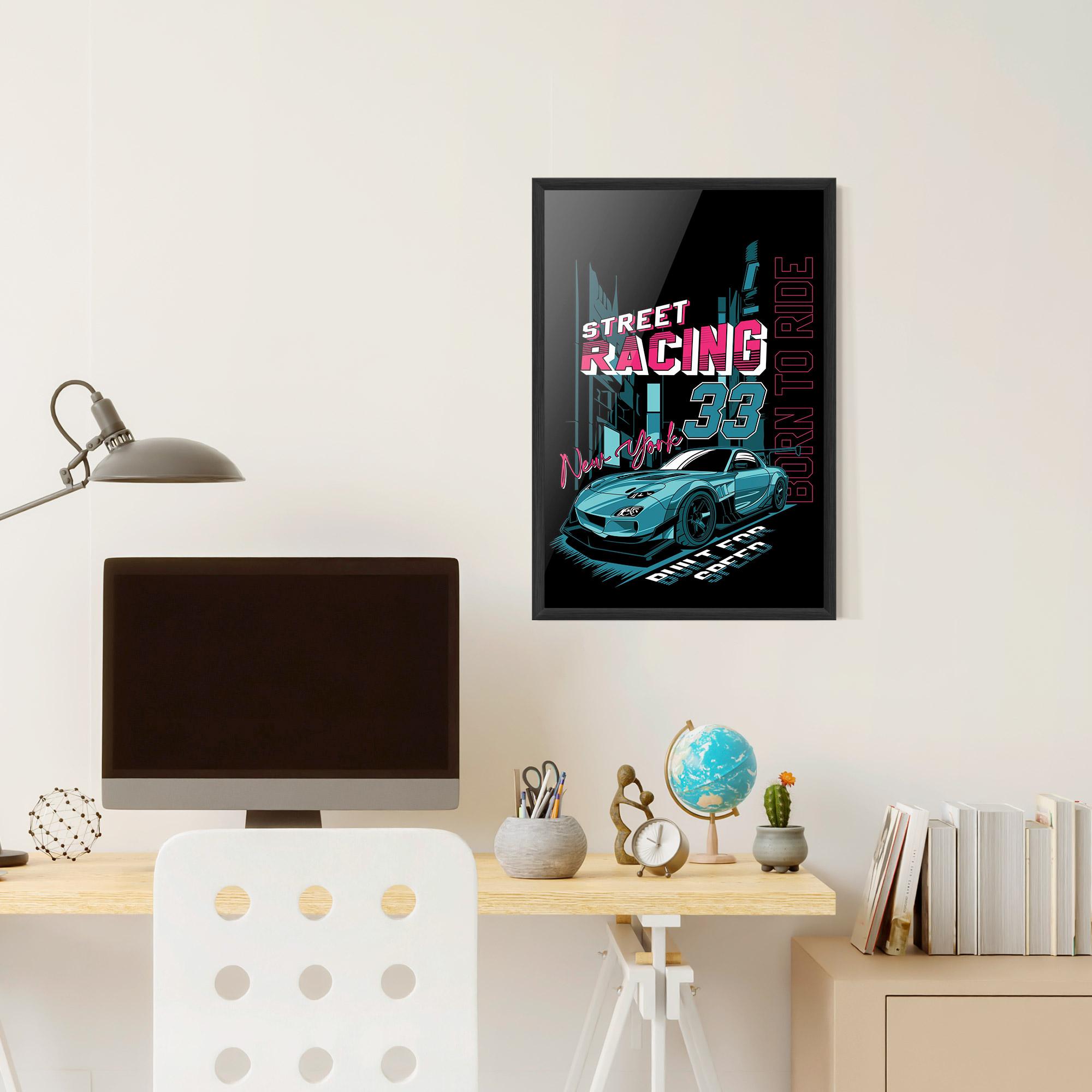 Gerahmte Poster Blue Born To Ride mockup 6
