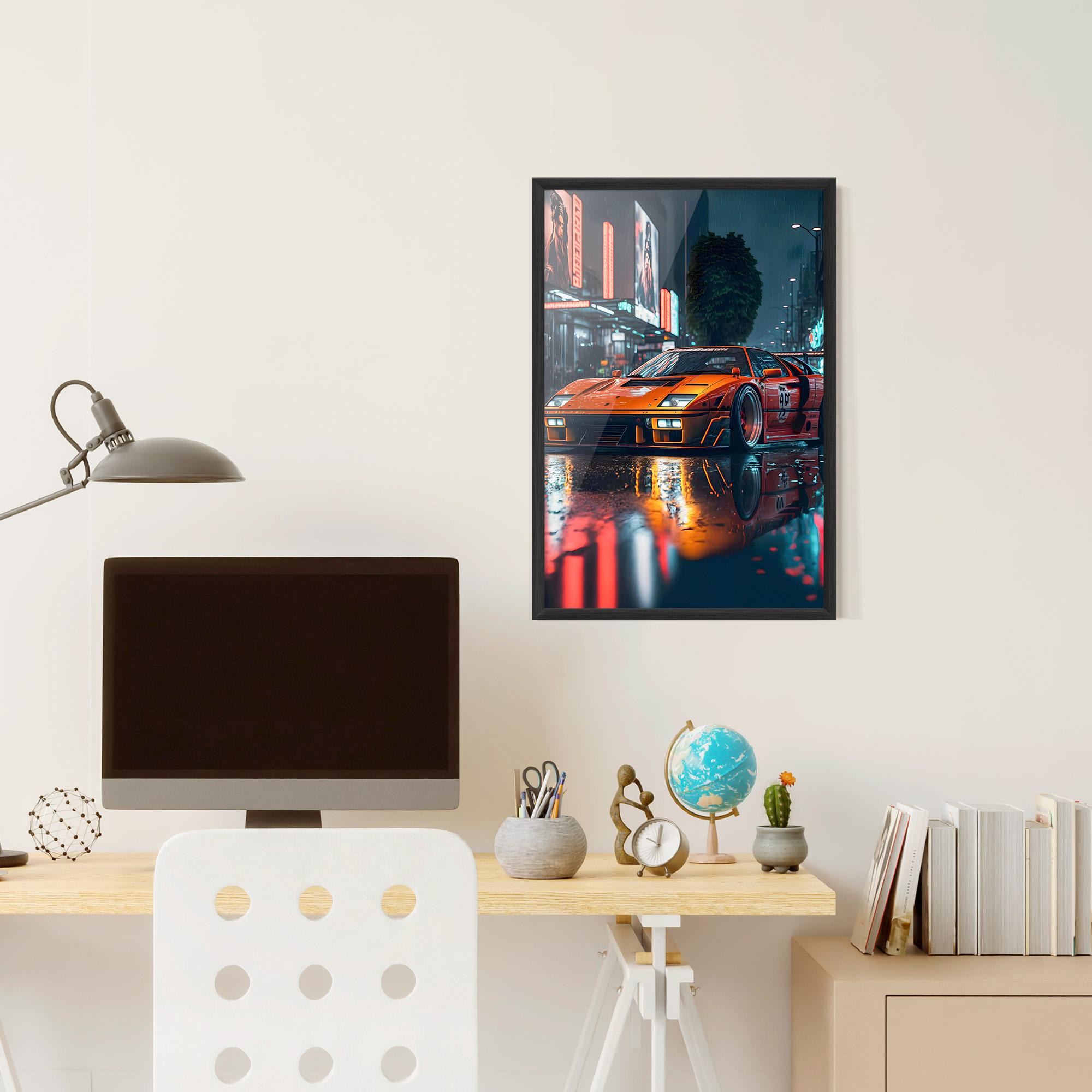 Gerahmte Poster Orange Super Car mockup 6