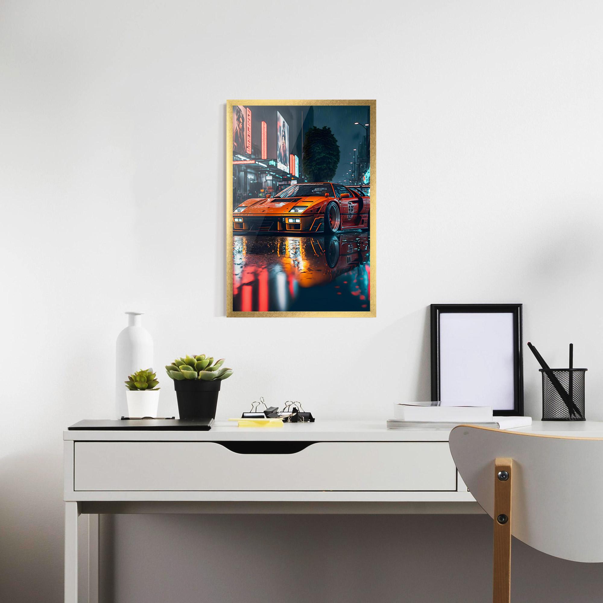 Gerahmte Poster Orange Super Car mockup 7