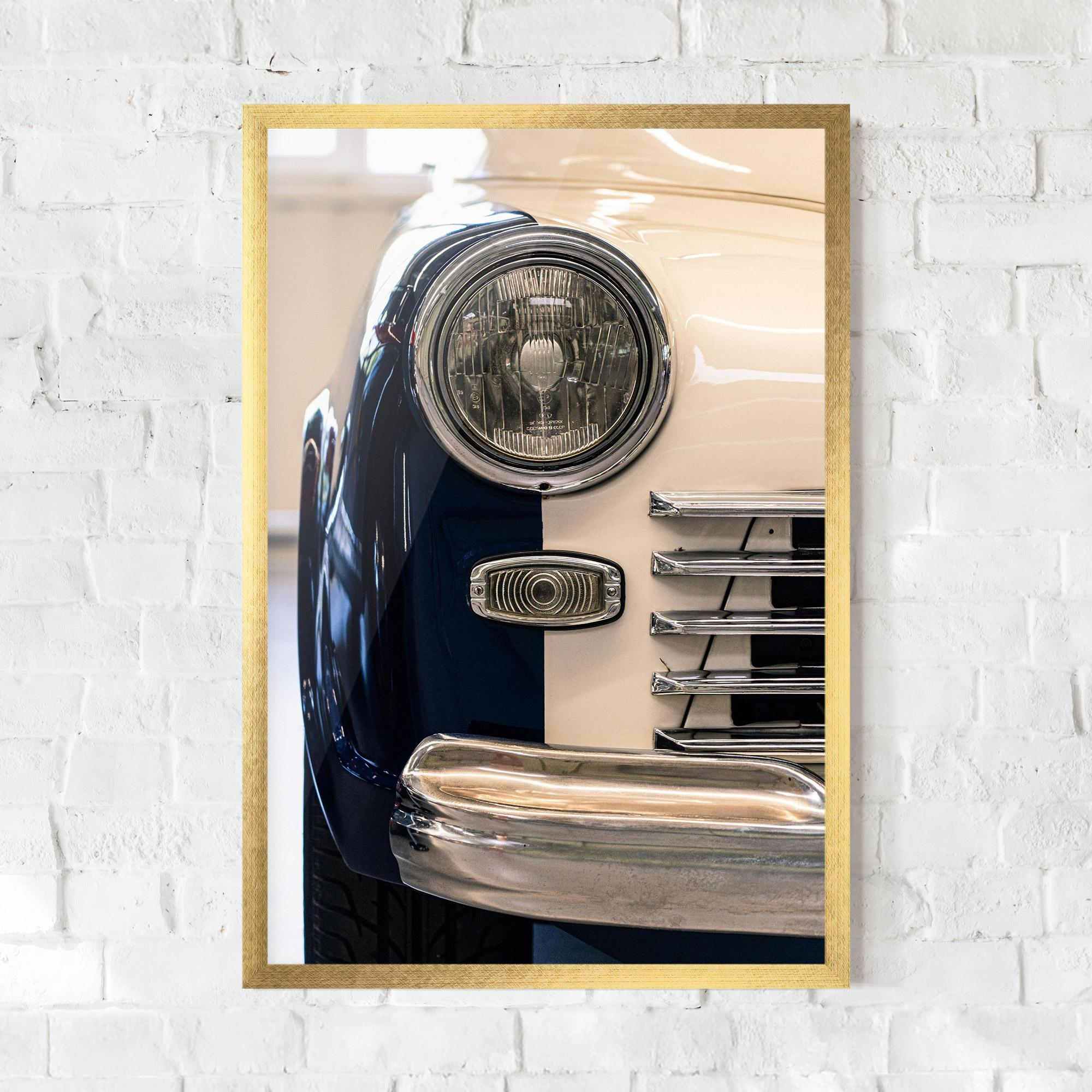 Gerahmte Poster Blue White Car mockup 0