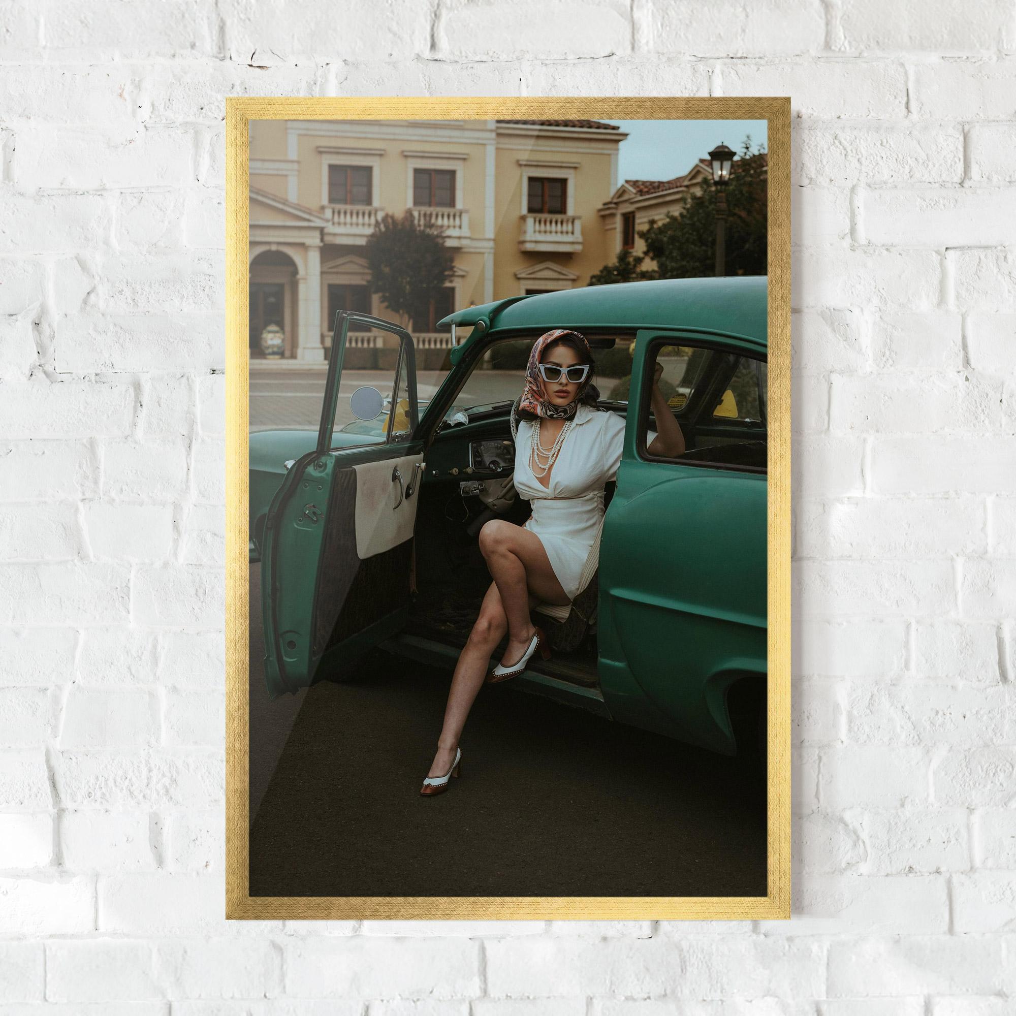 Gerahmte Poster Lady Vintage Cat mockup 0