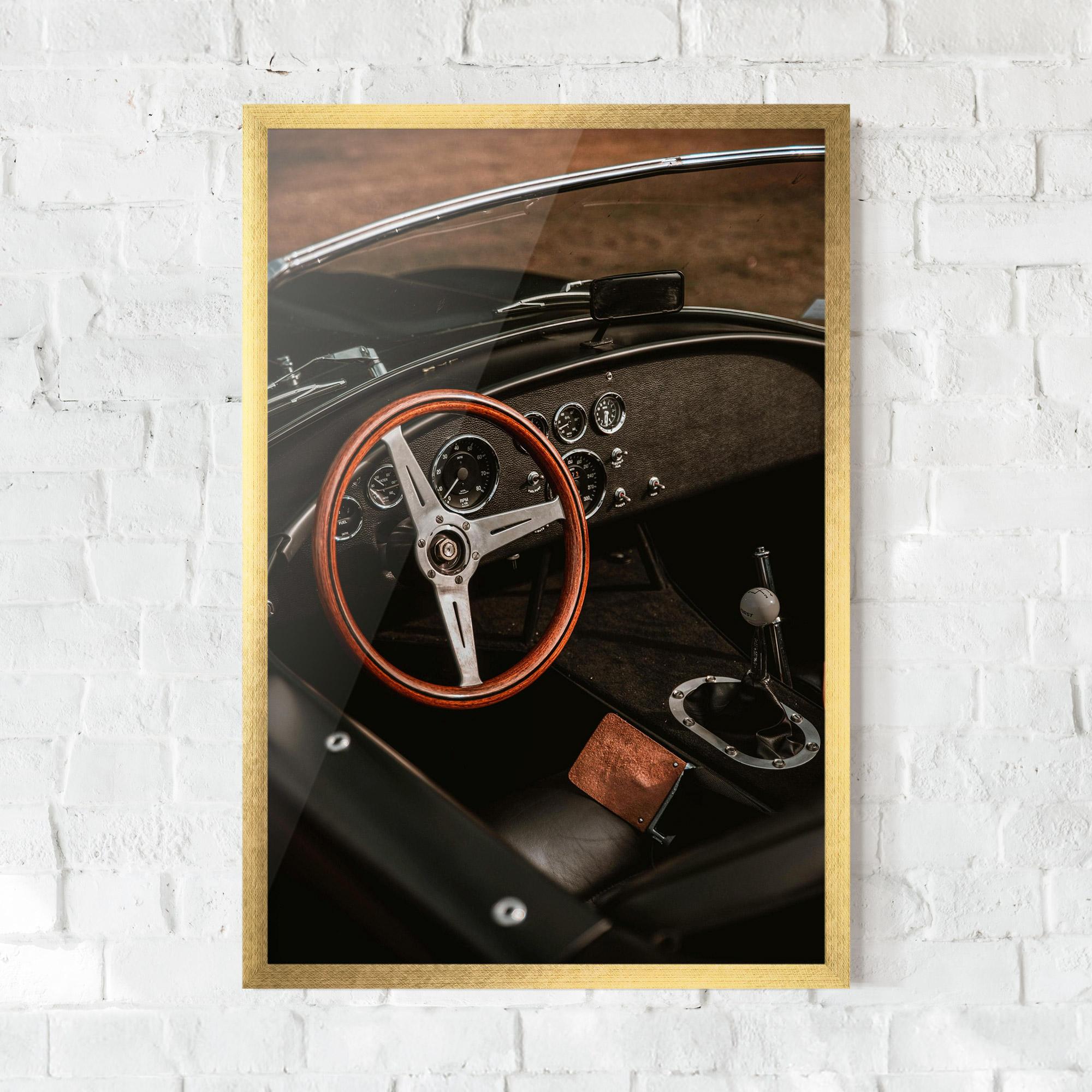 Gerahmte Poster Orange Steering Wheel mockup 0