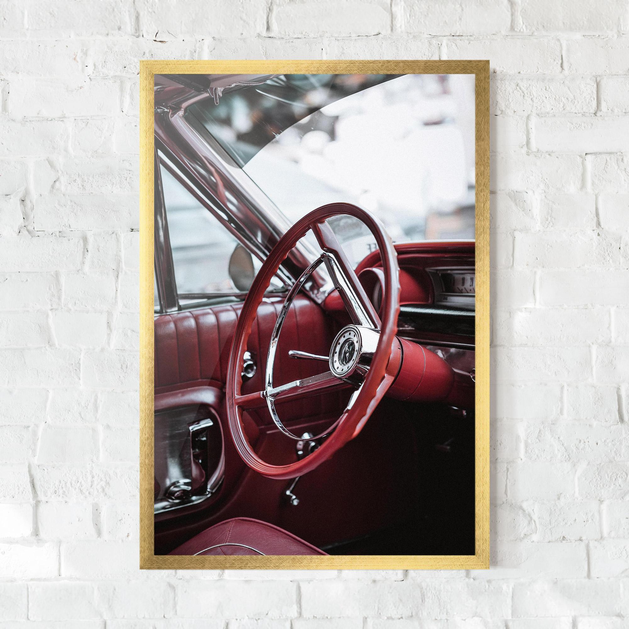 Gerahmte Poster Red Steering Wheel mockup 0