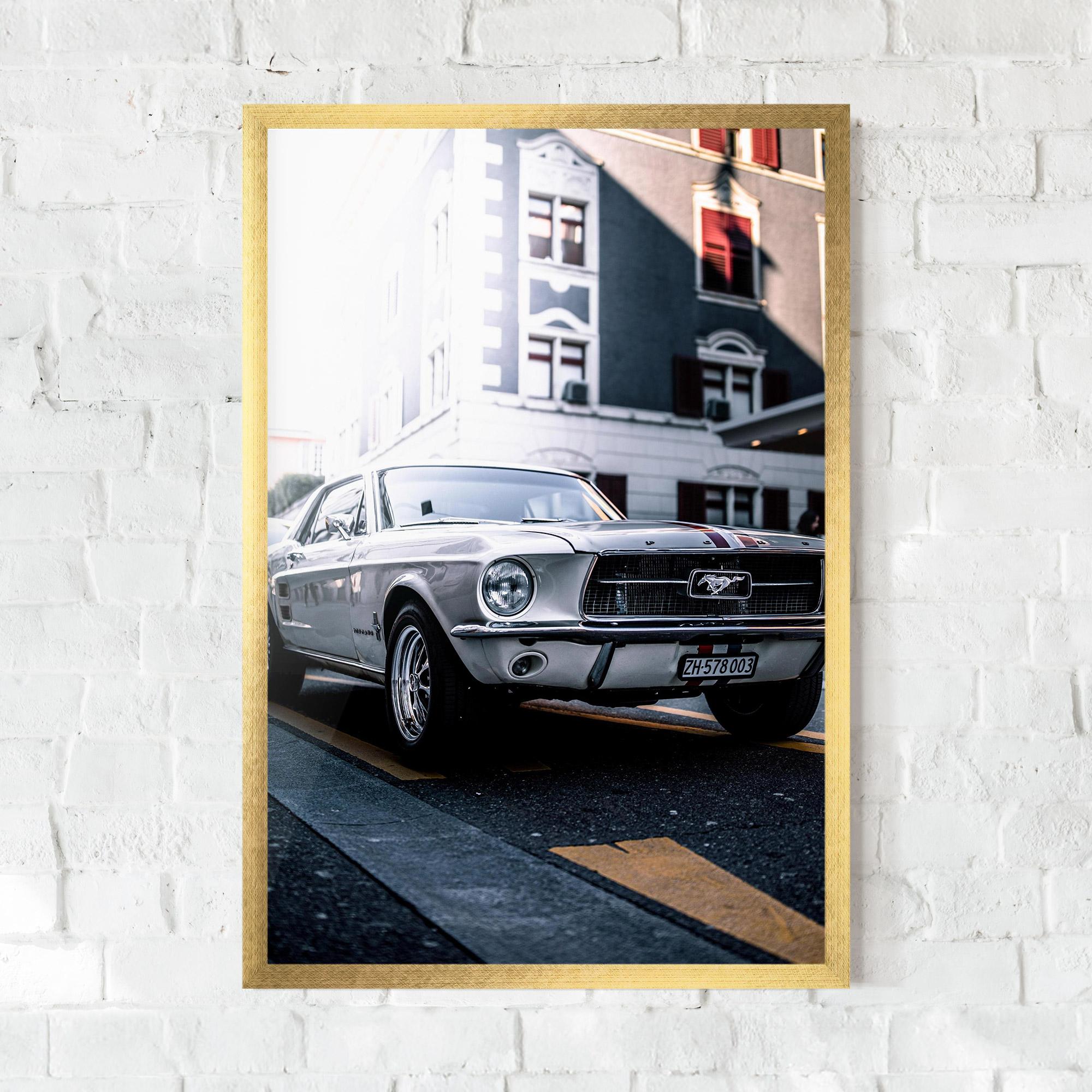 Gerahmte Poster Vintage White Car mockup 0