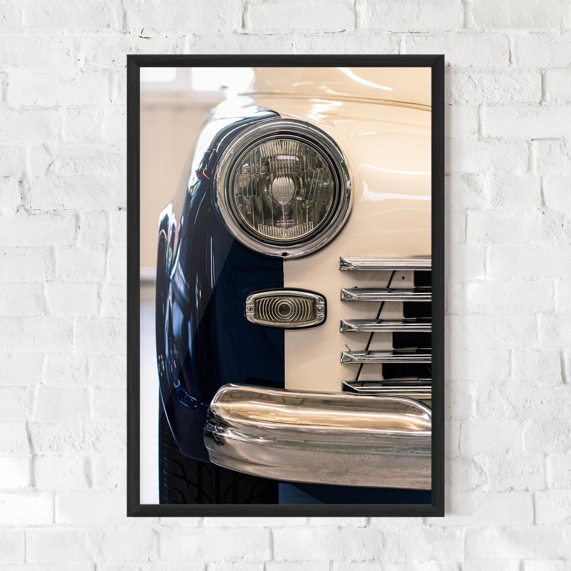 Gerahmte Poster Blue White Car mockup 0