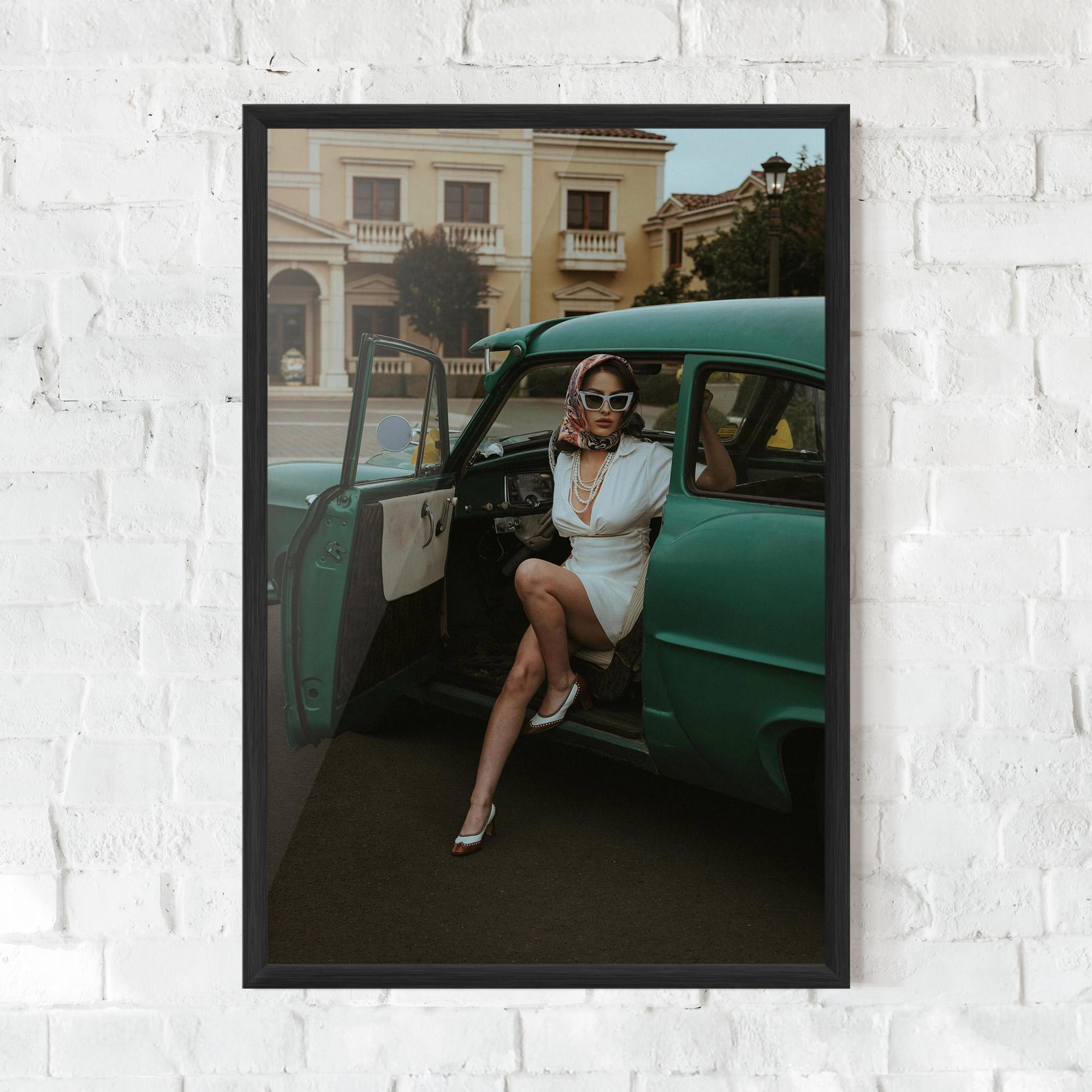 Gerahmte Poster Lady Vintage Cat mockup 0