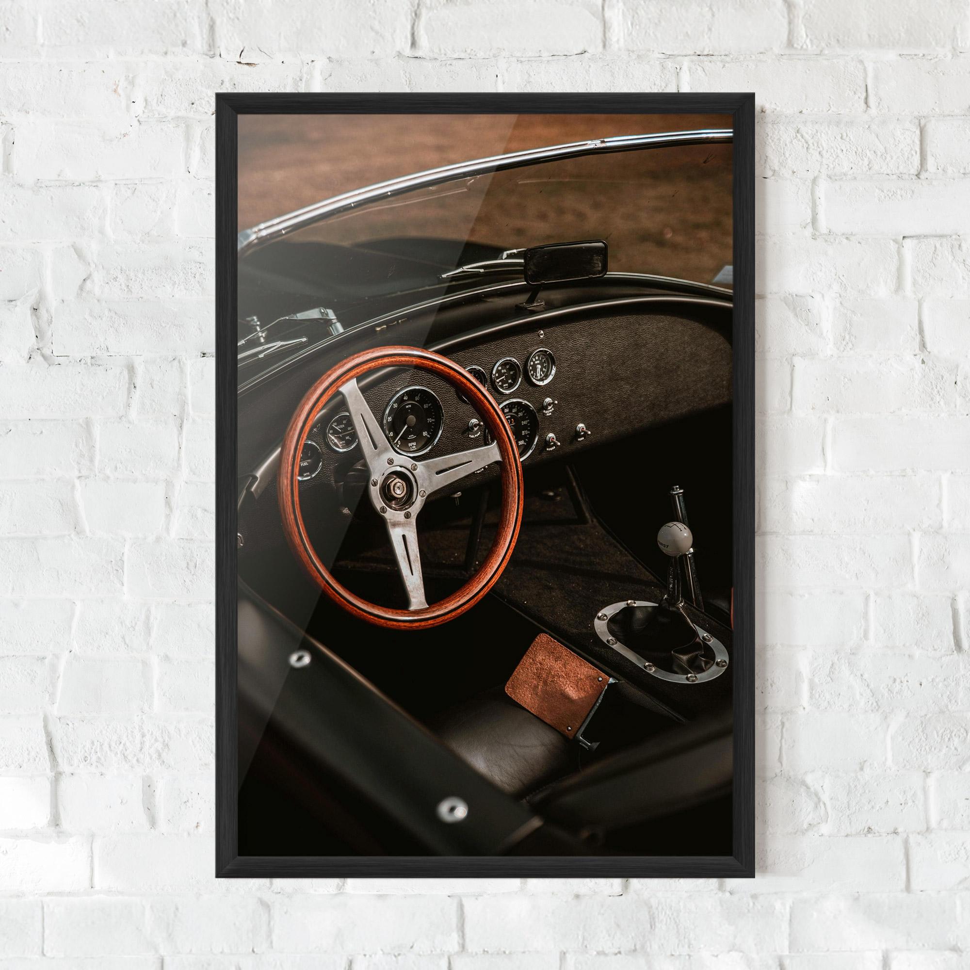Gerahmte Poster Orange Steering Wheel mockup 0