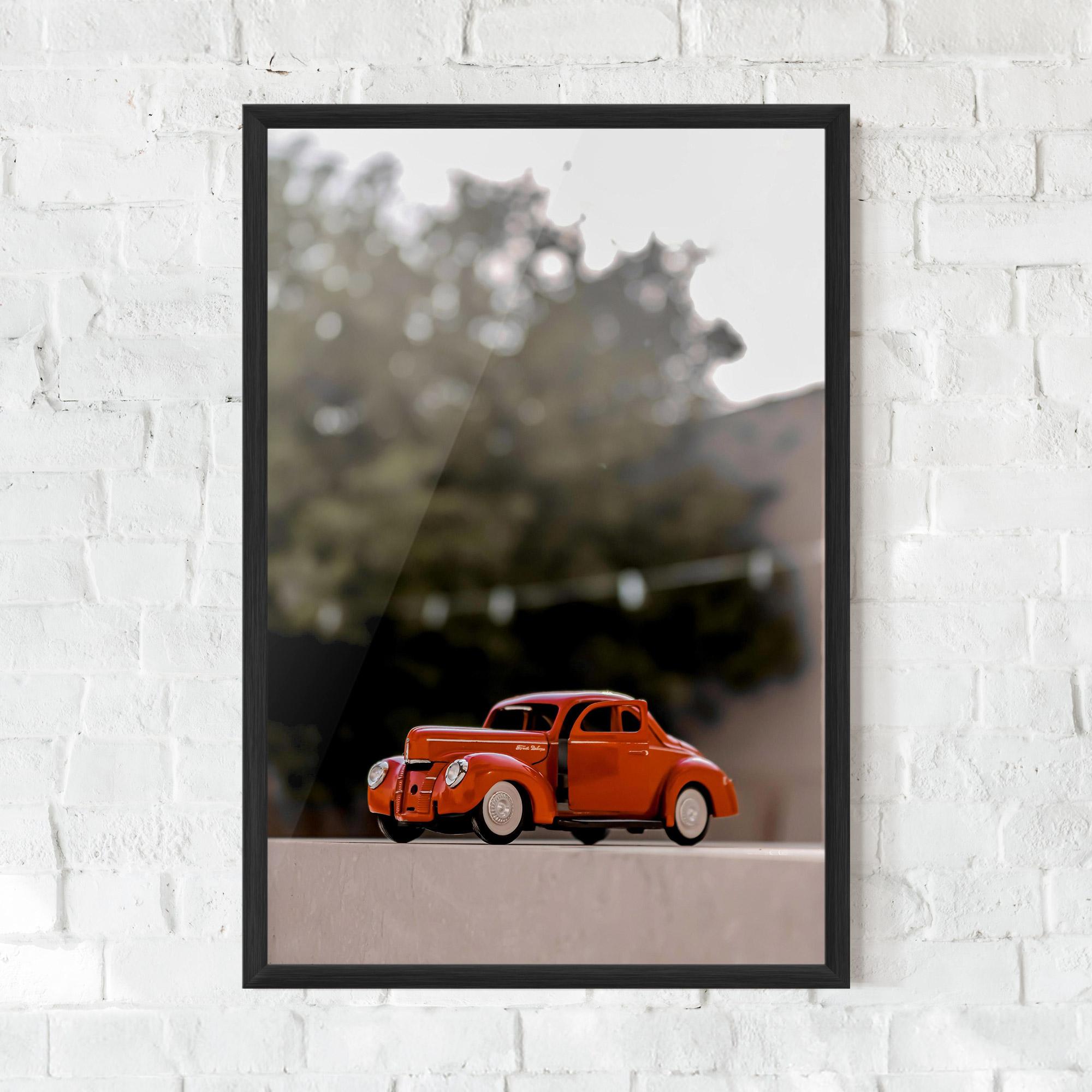 Gerahmte Poster Orange Toy Car mockup 0