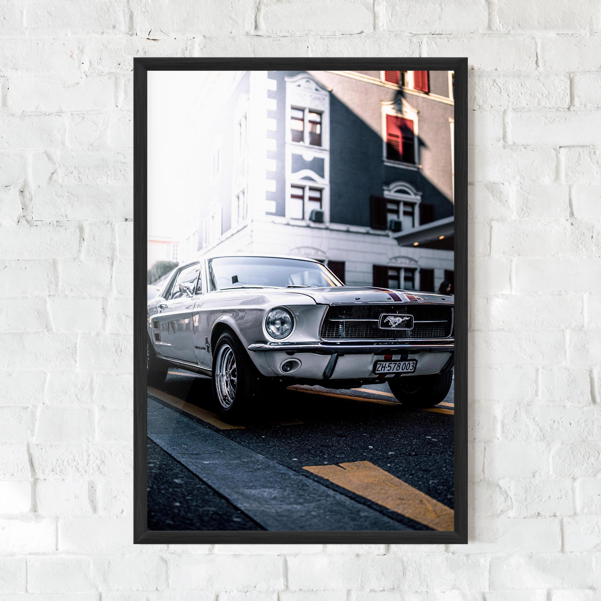 Gerahmte Poster Vintage White Car mockup 0