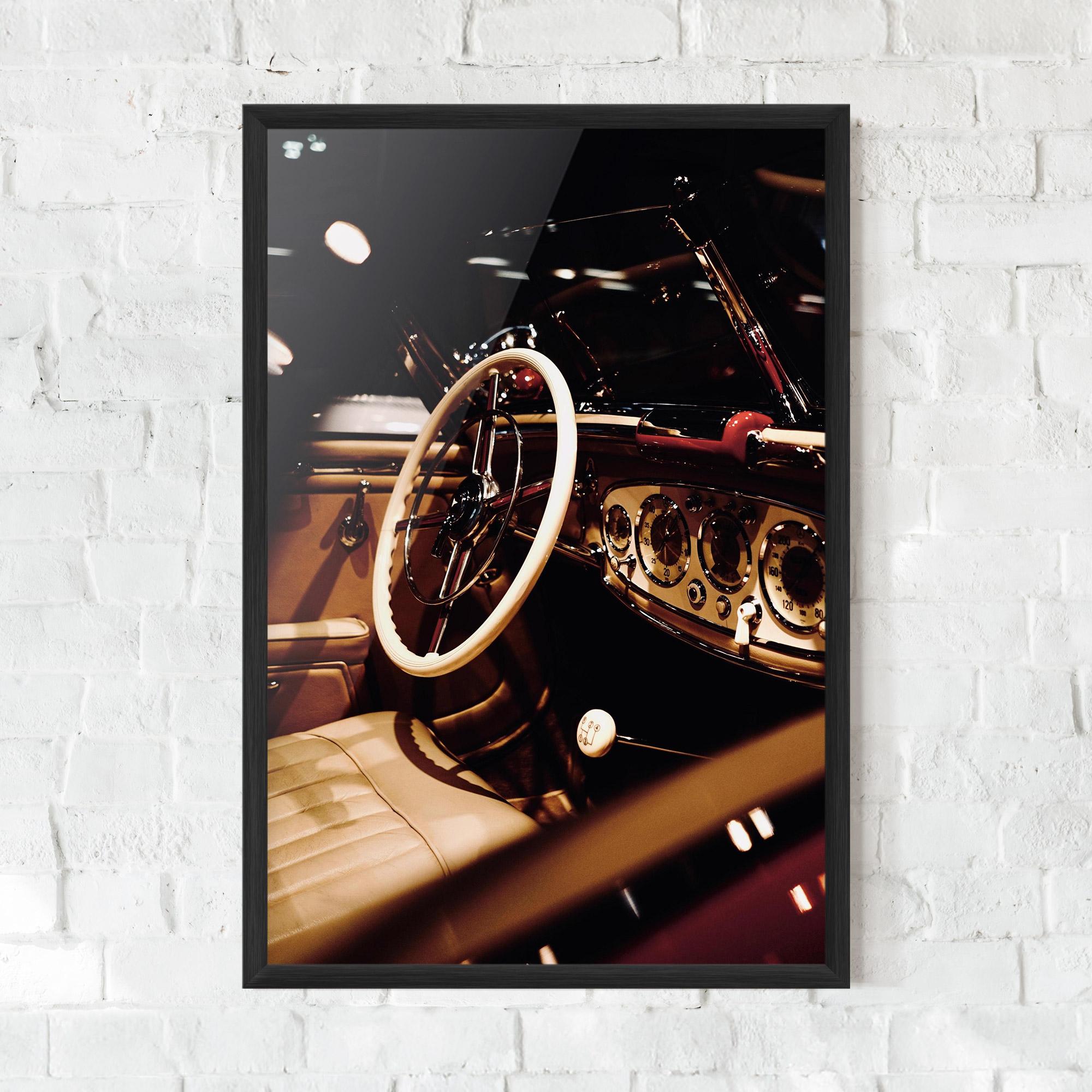 Gerahmte Poster White Steering Wheel mockup 0