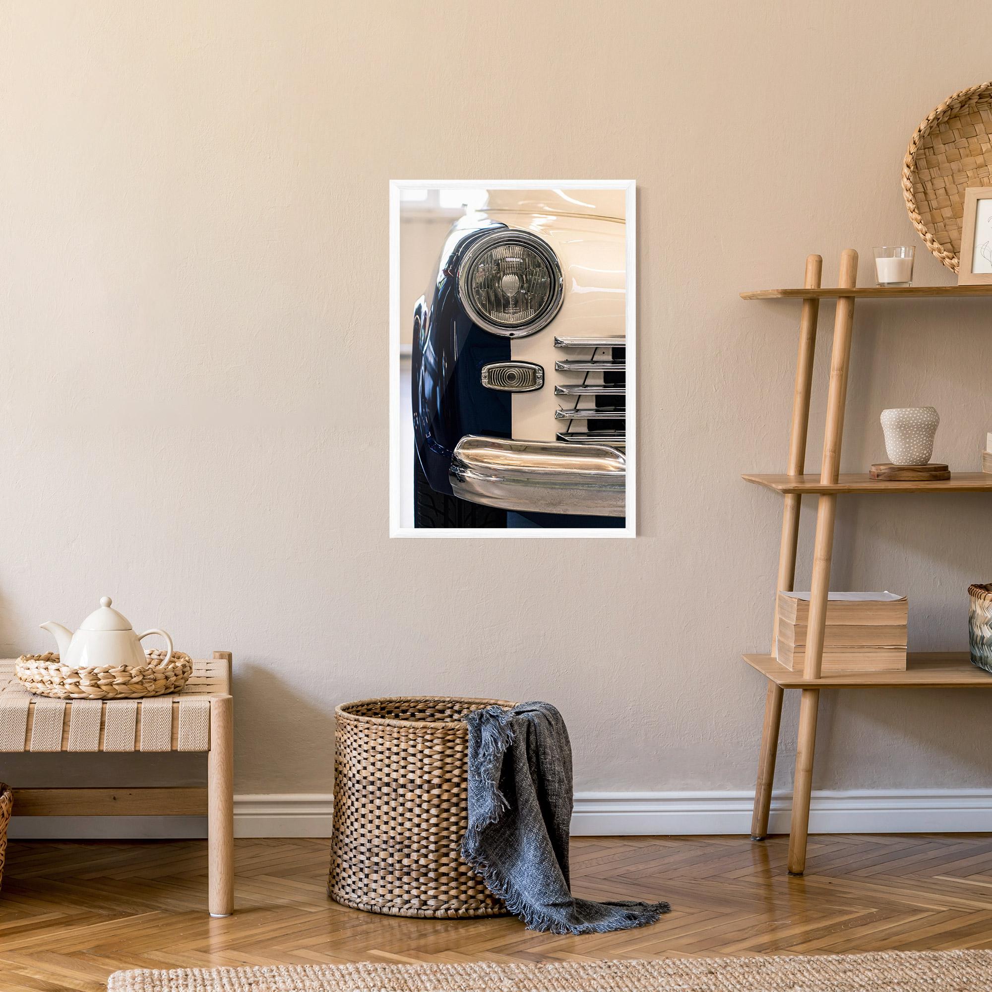 Gerahmte Poster Blue White Car mockup 9