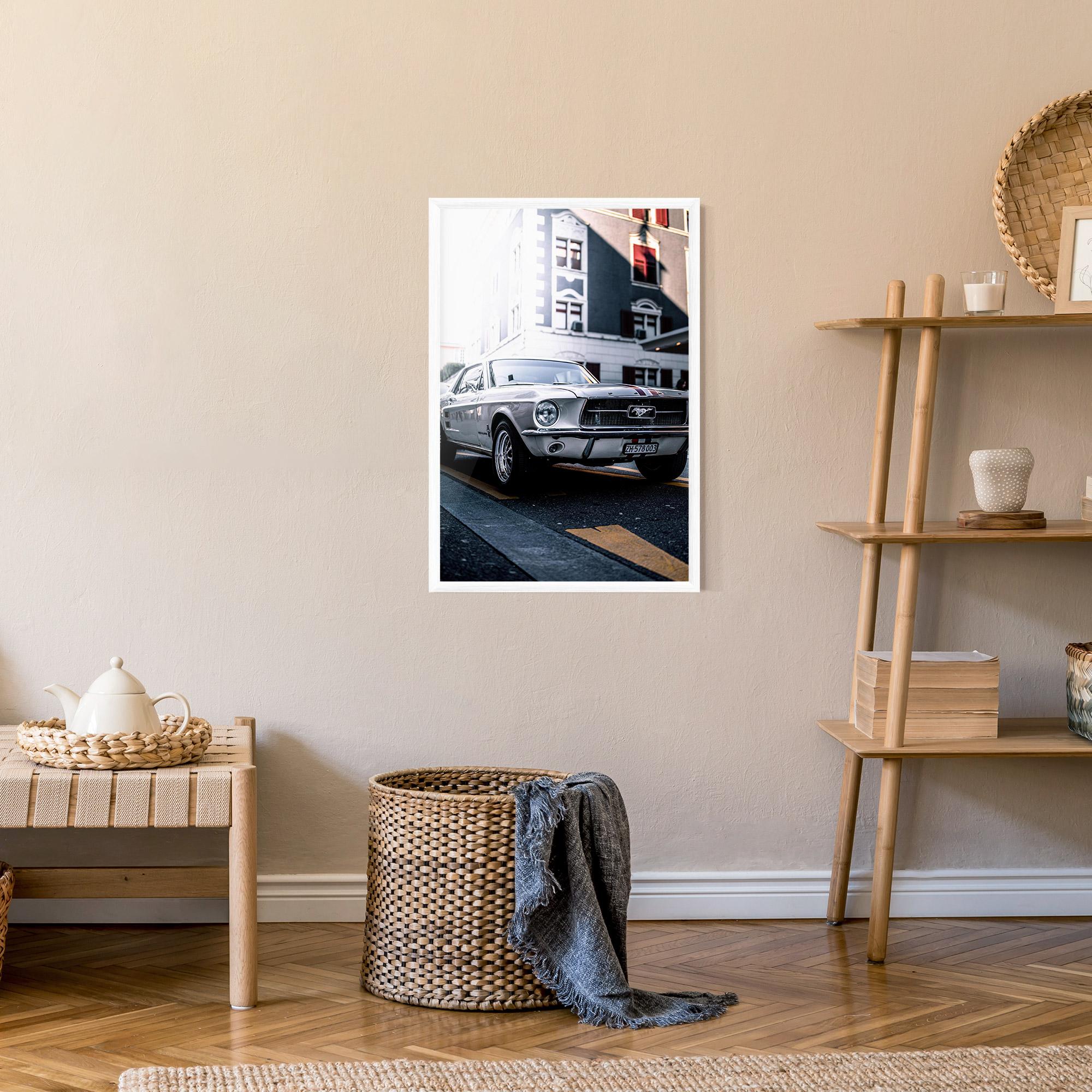 Gerahmte Poster Vintage White Car mockup 9