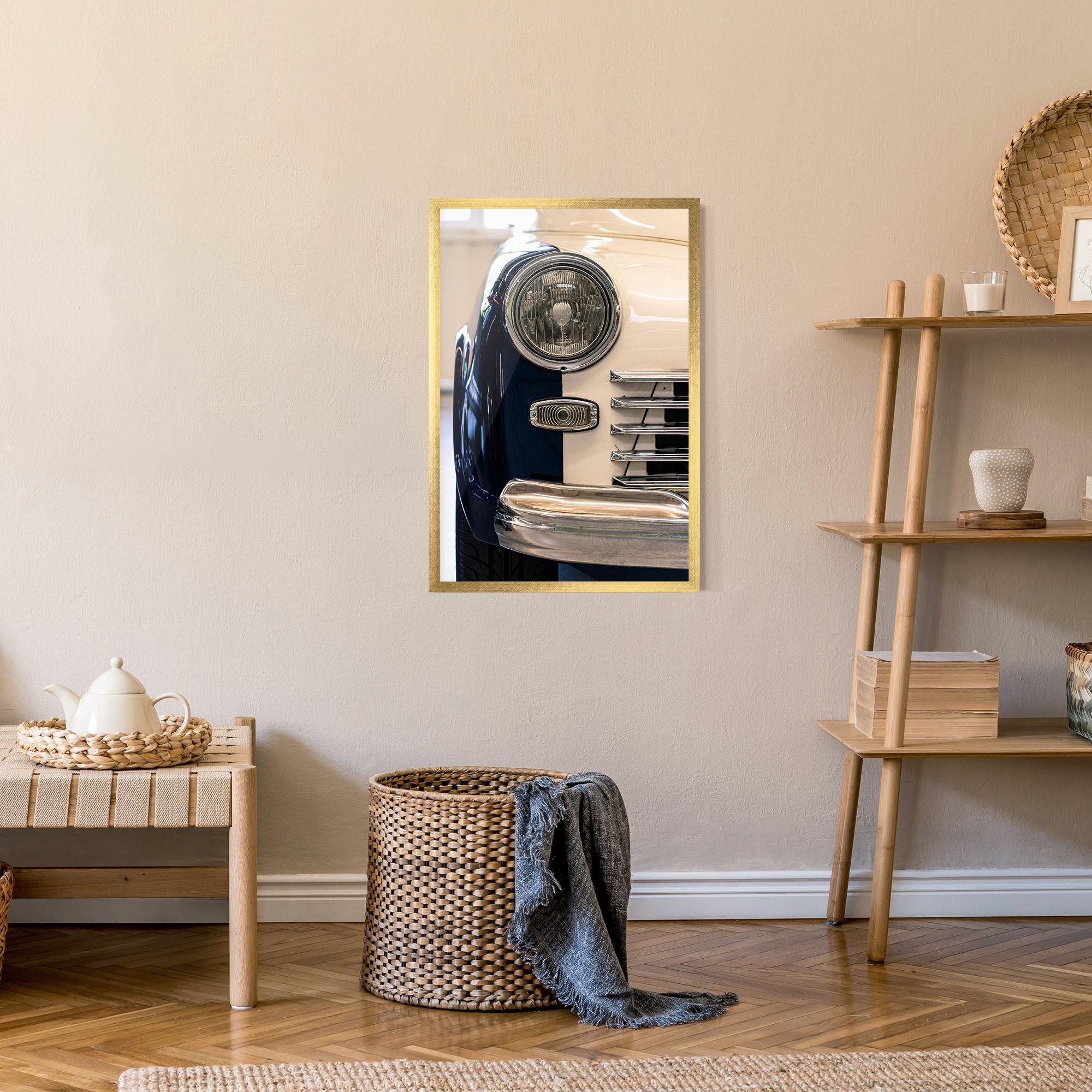 Gerahmte Poster Blue White Car mockup 9