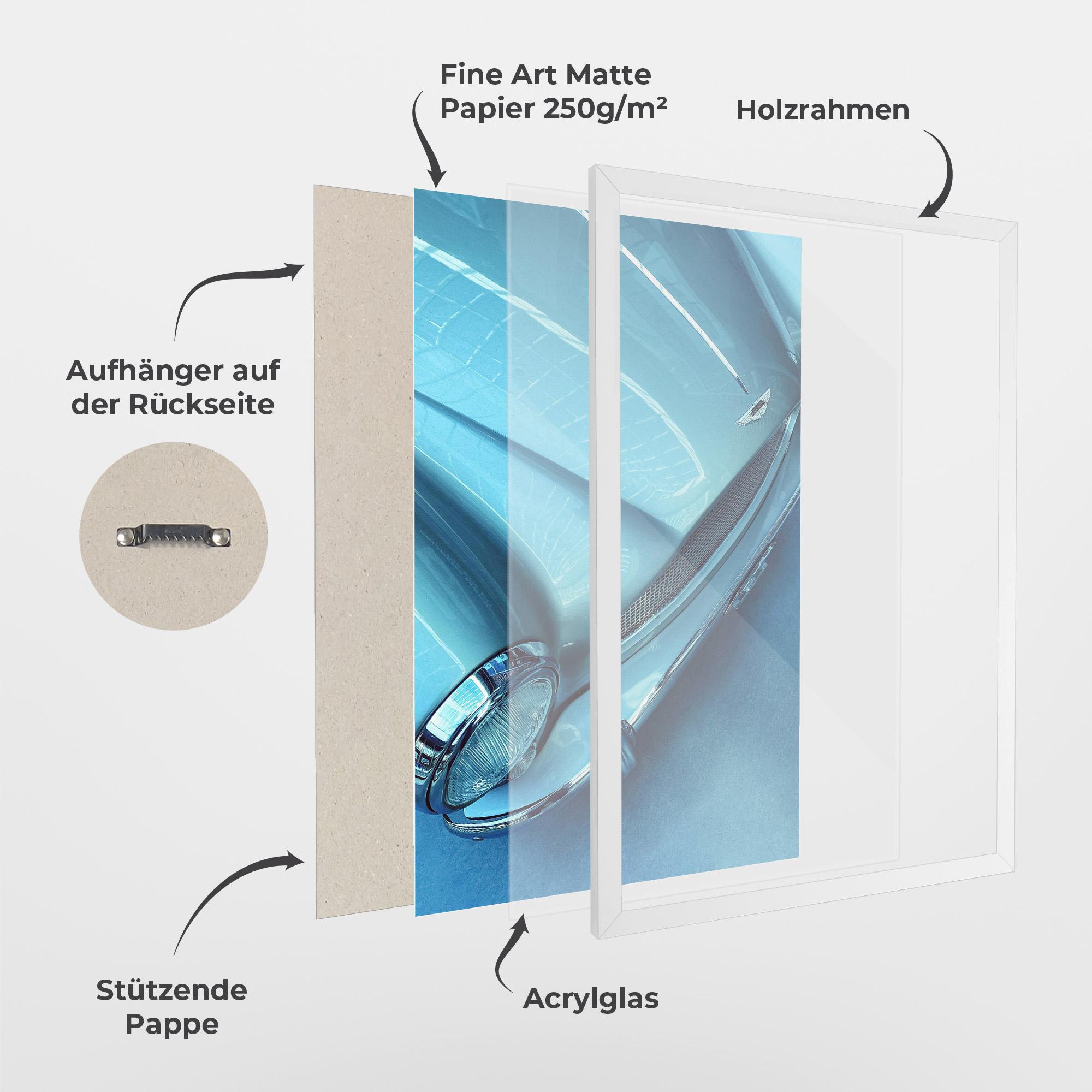 Gerahmte Poster Blue Light Car mockup 1