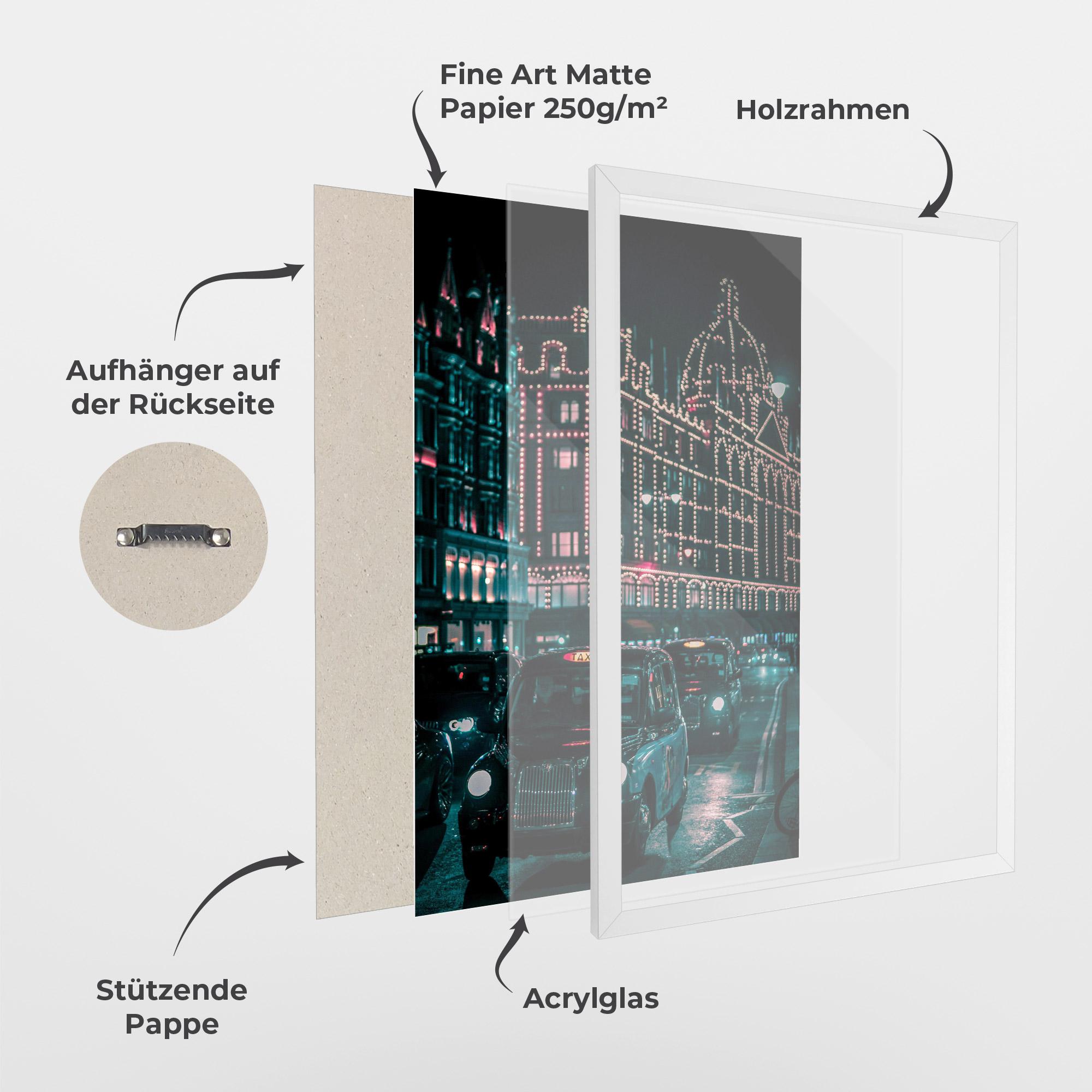 Gerahmte Poster City Lights Car mockup 1