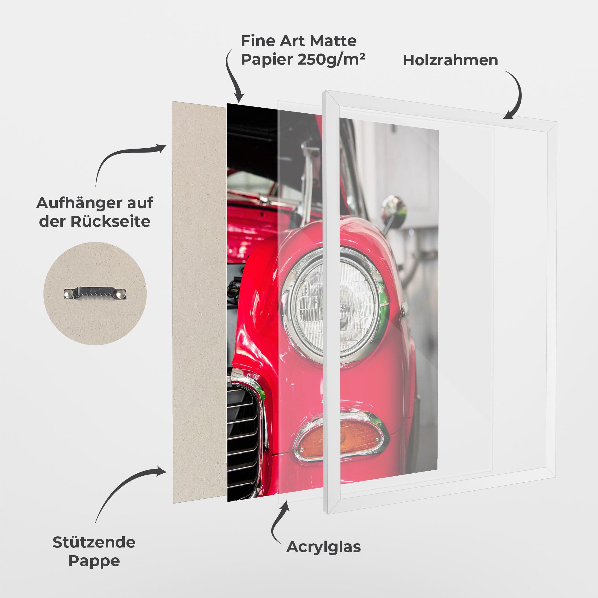 Gerahmte Poster Closeup Red Car mockup 1