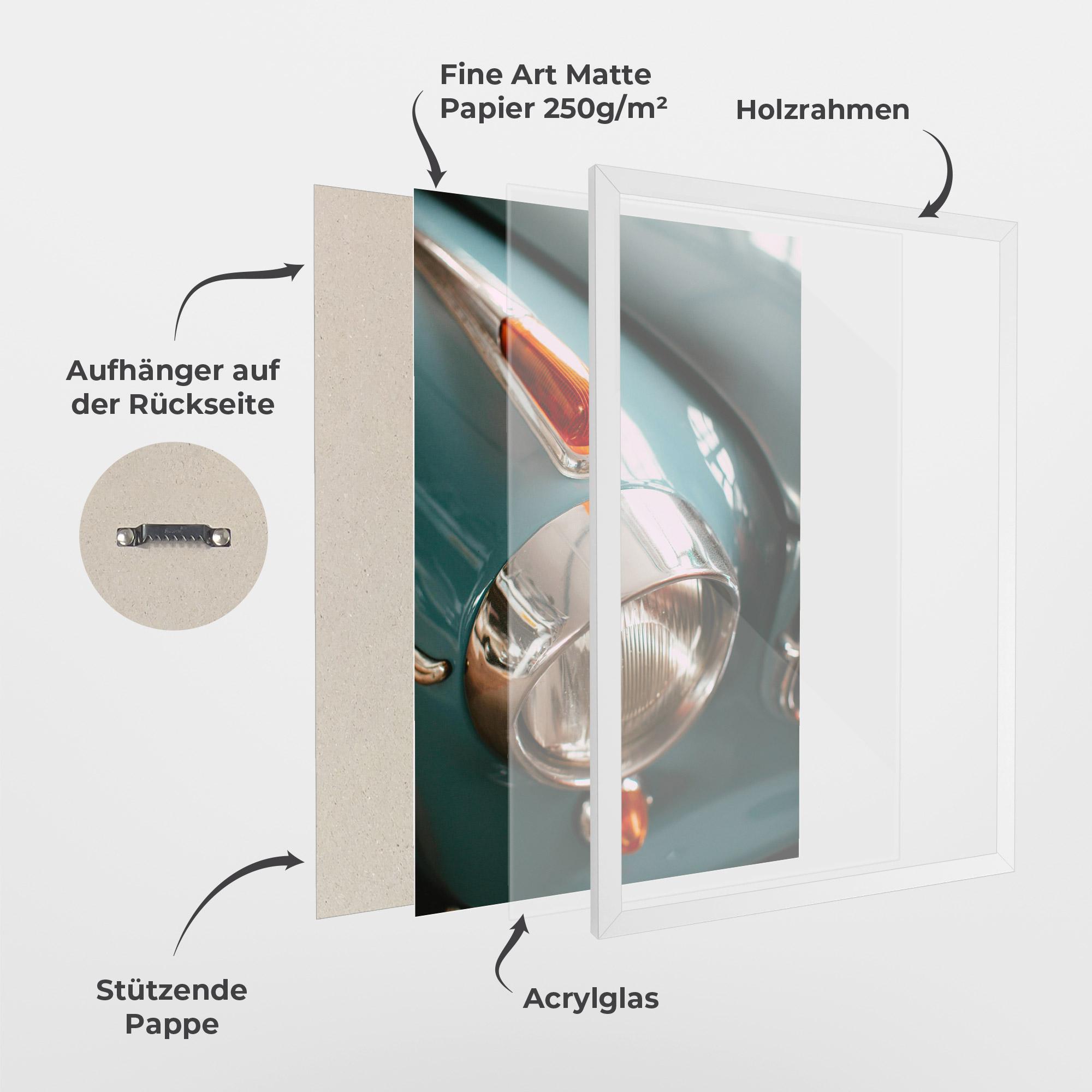 Gerahmte Poster Green Closeup Car mockup 1