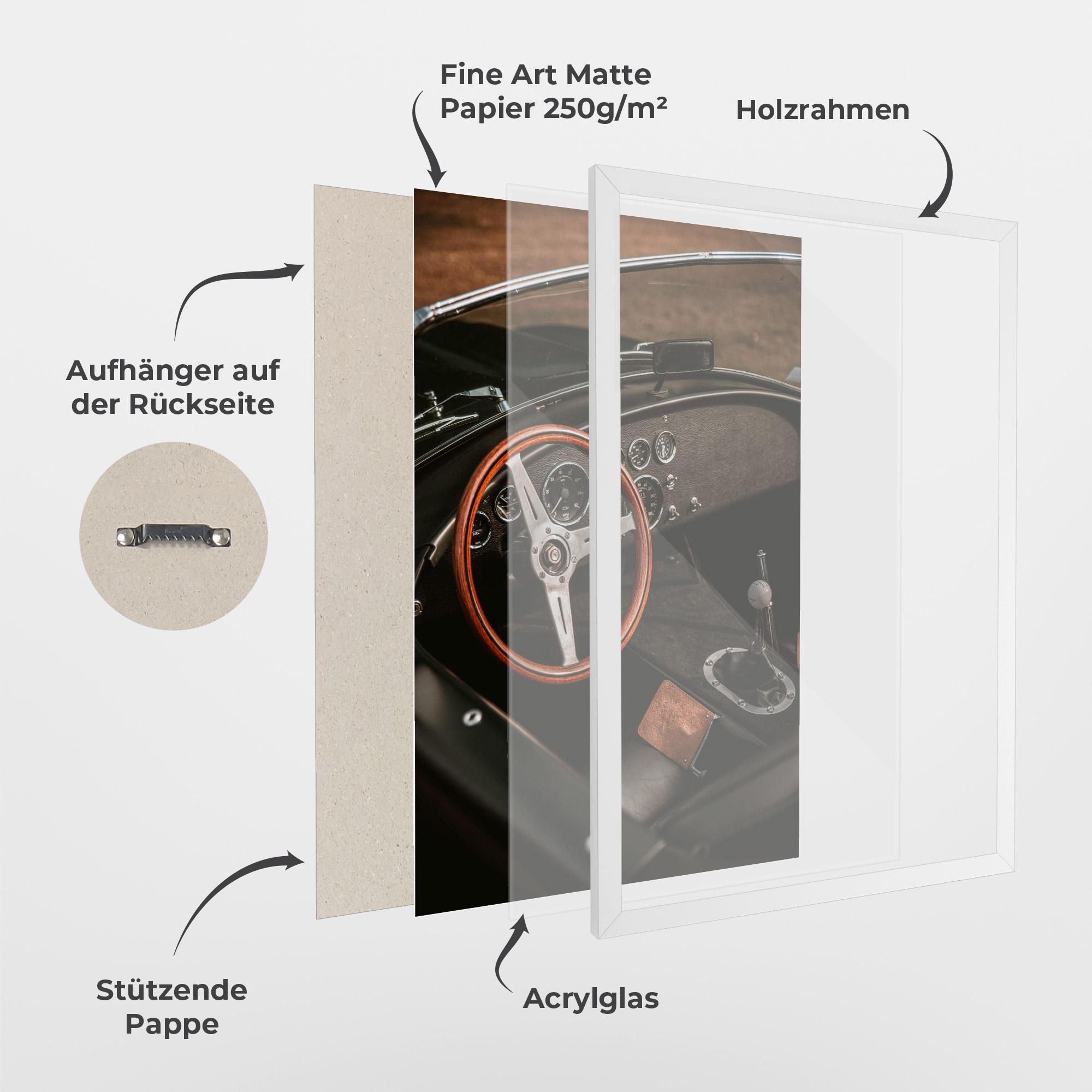 Gerahmte Poster Orange Steering Wheel mockup 1