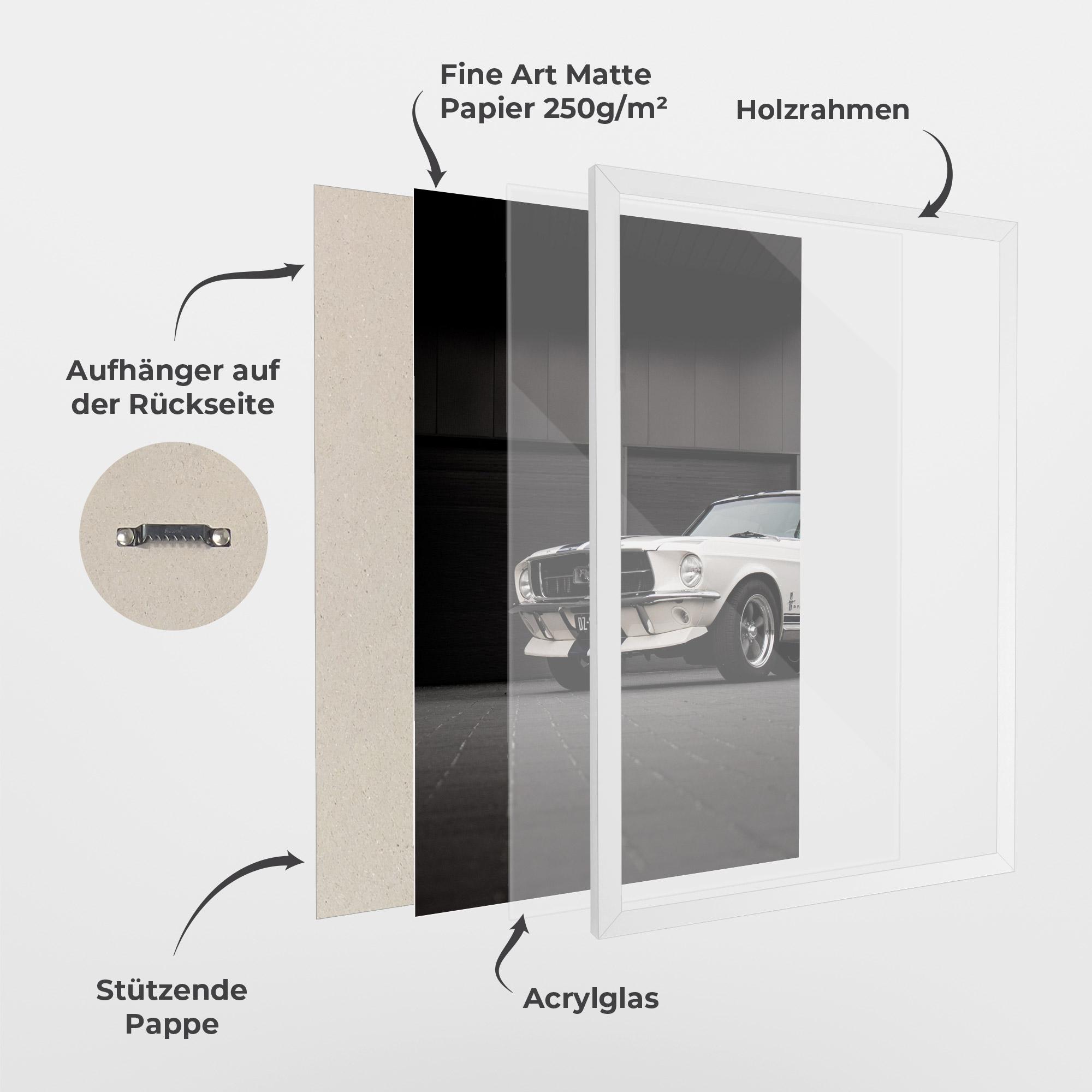 Gerahmte Poster White Vintage Car mockup 1