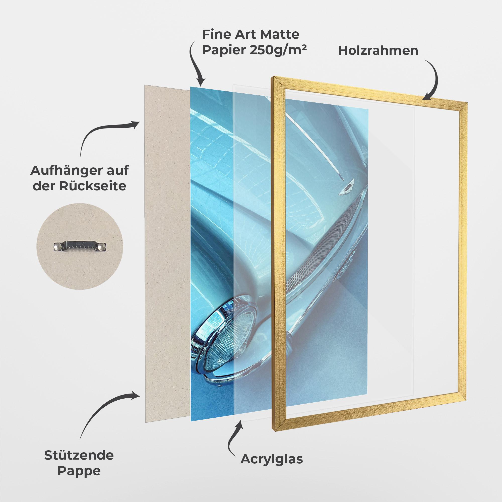 Gerahmte Poster Blue Light Car mockup 1