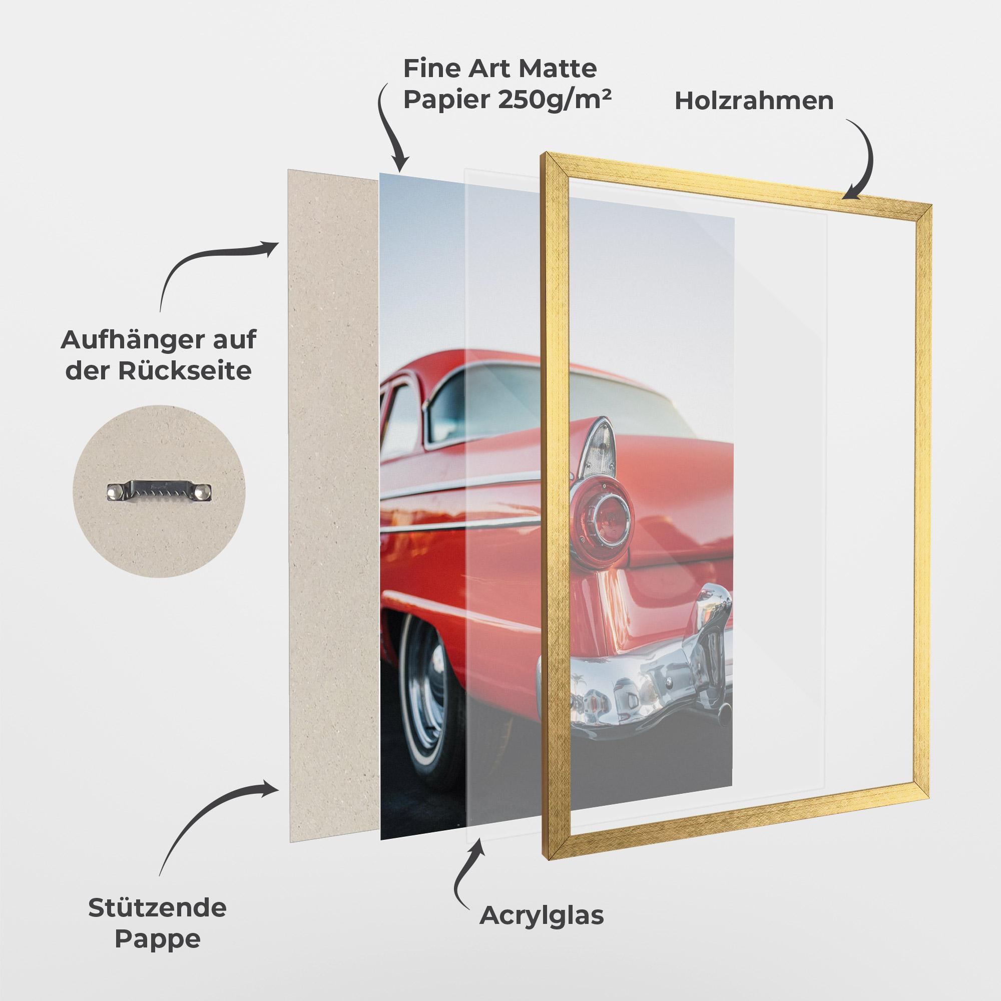 Gerahmte Poster Car Classic Red mockup 1