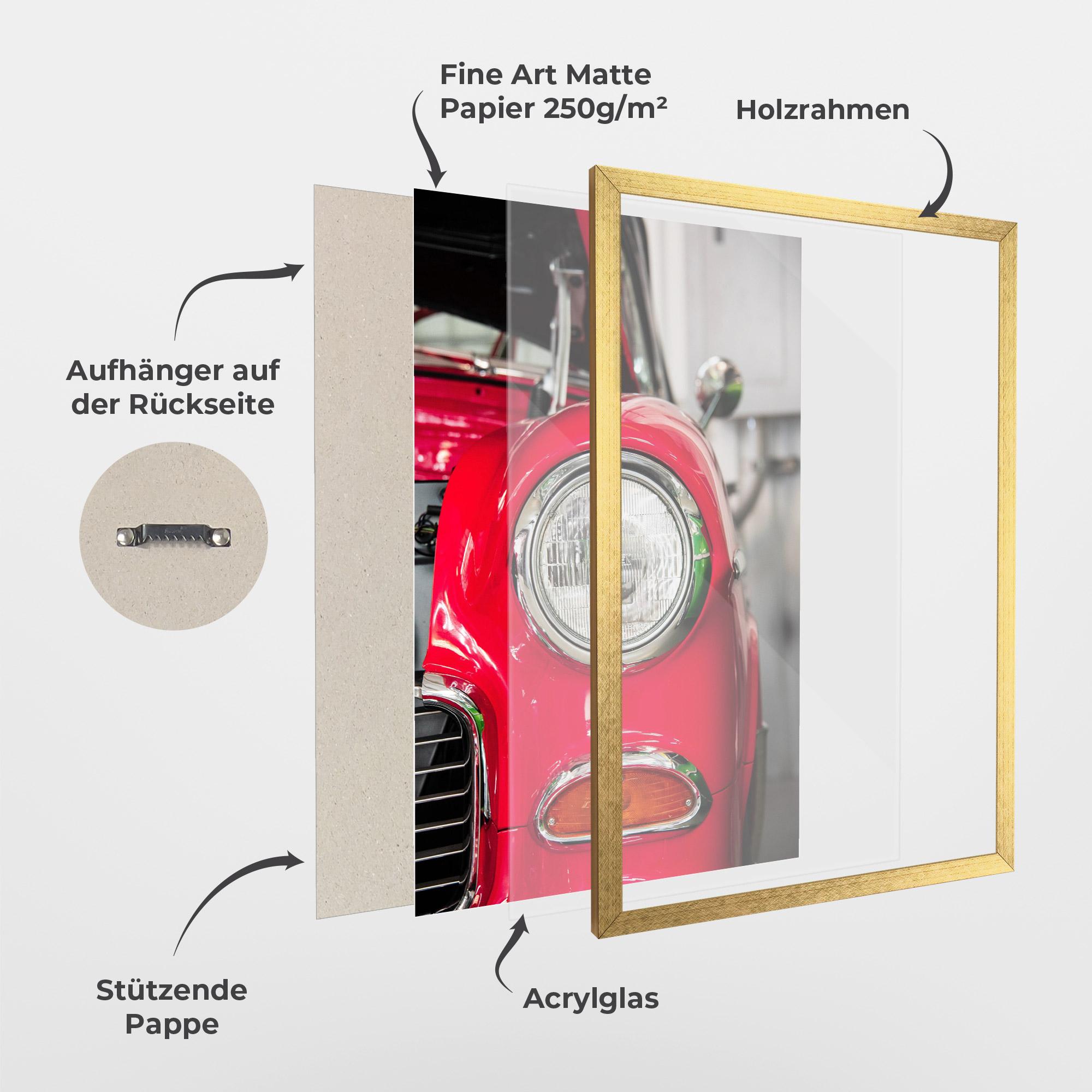 Gerahmte Poster Closeup Red Car mockup 1