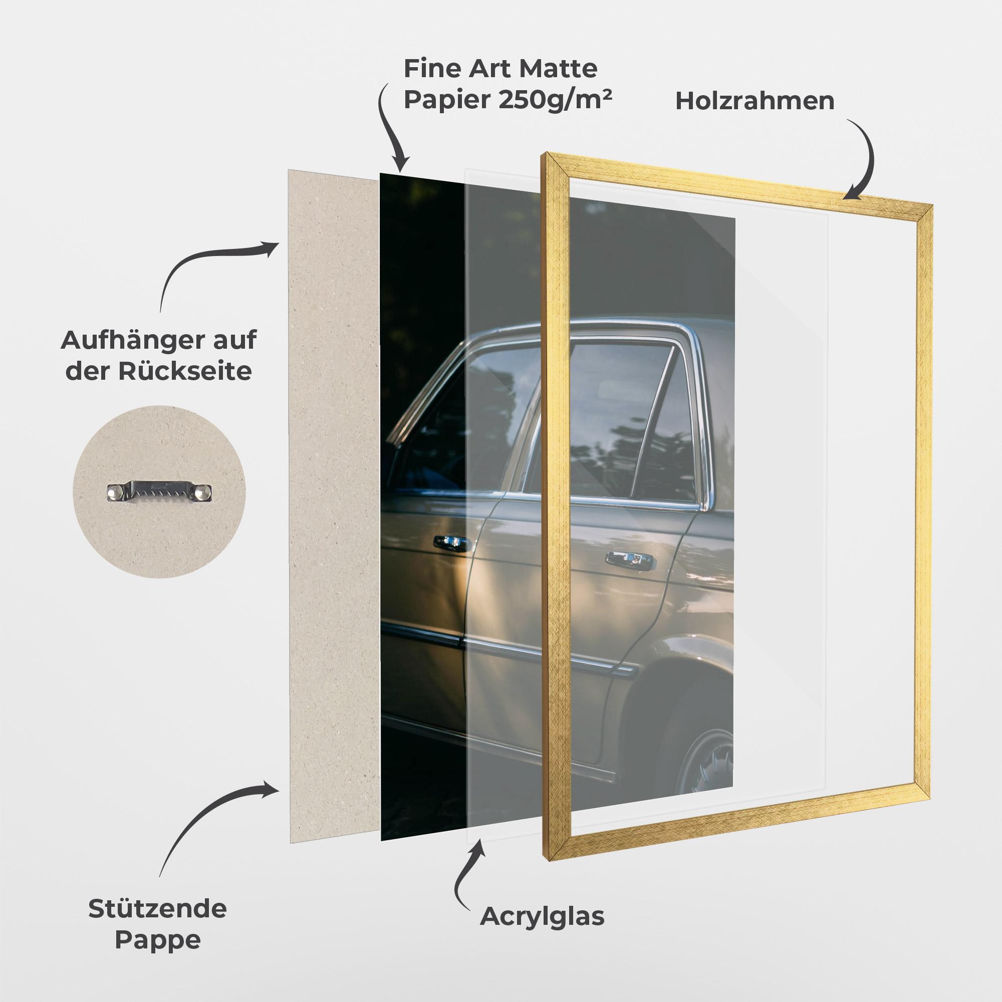 Gerahmte Poster Cream Old Car mockup 1