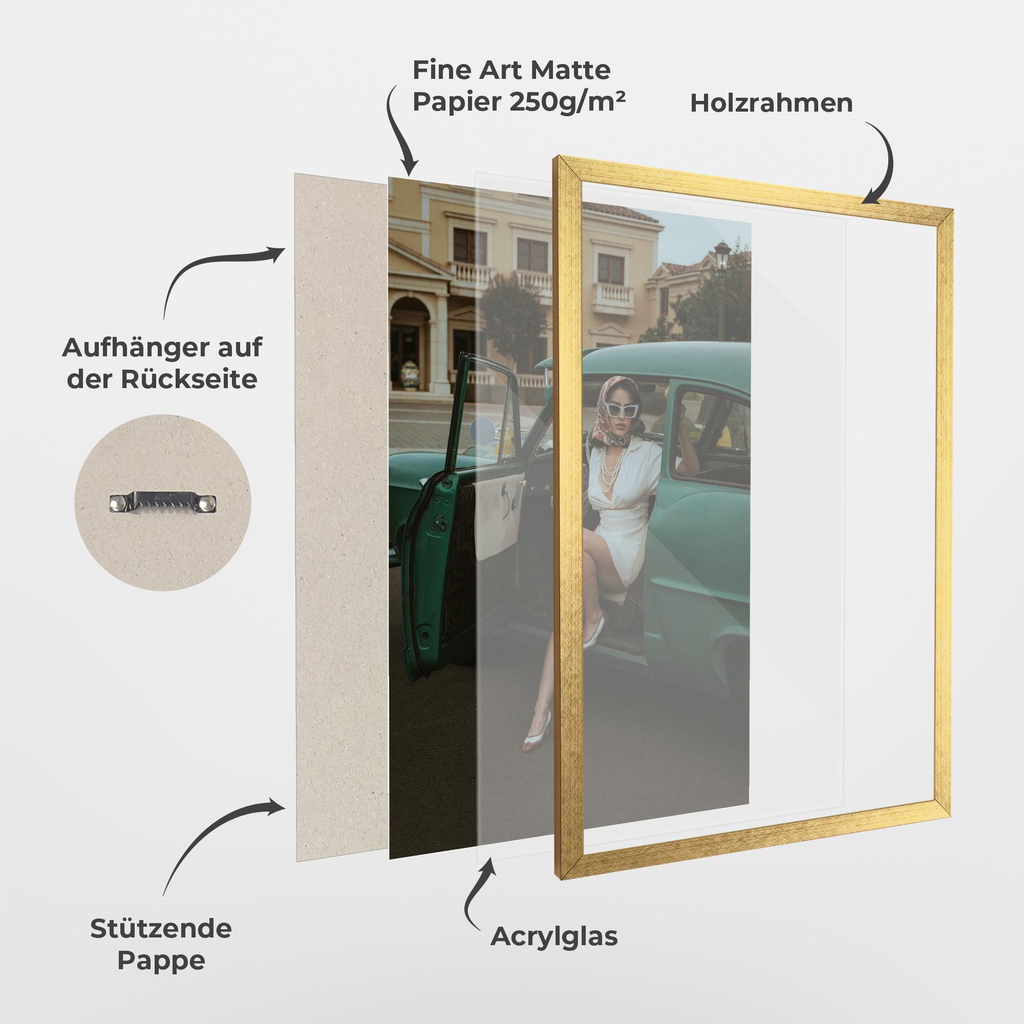 Gerahmte Poster Lady Vintage Cat mockup 1