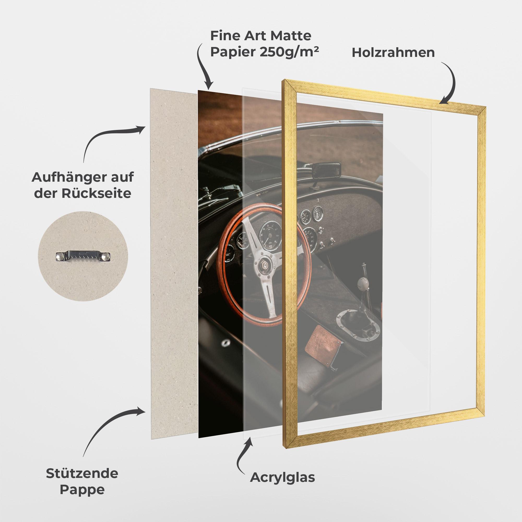 Gerahmte Poster Orange Steering Wheel mockup 1