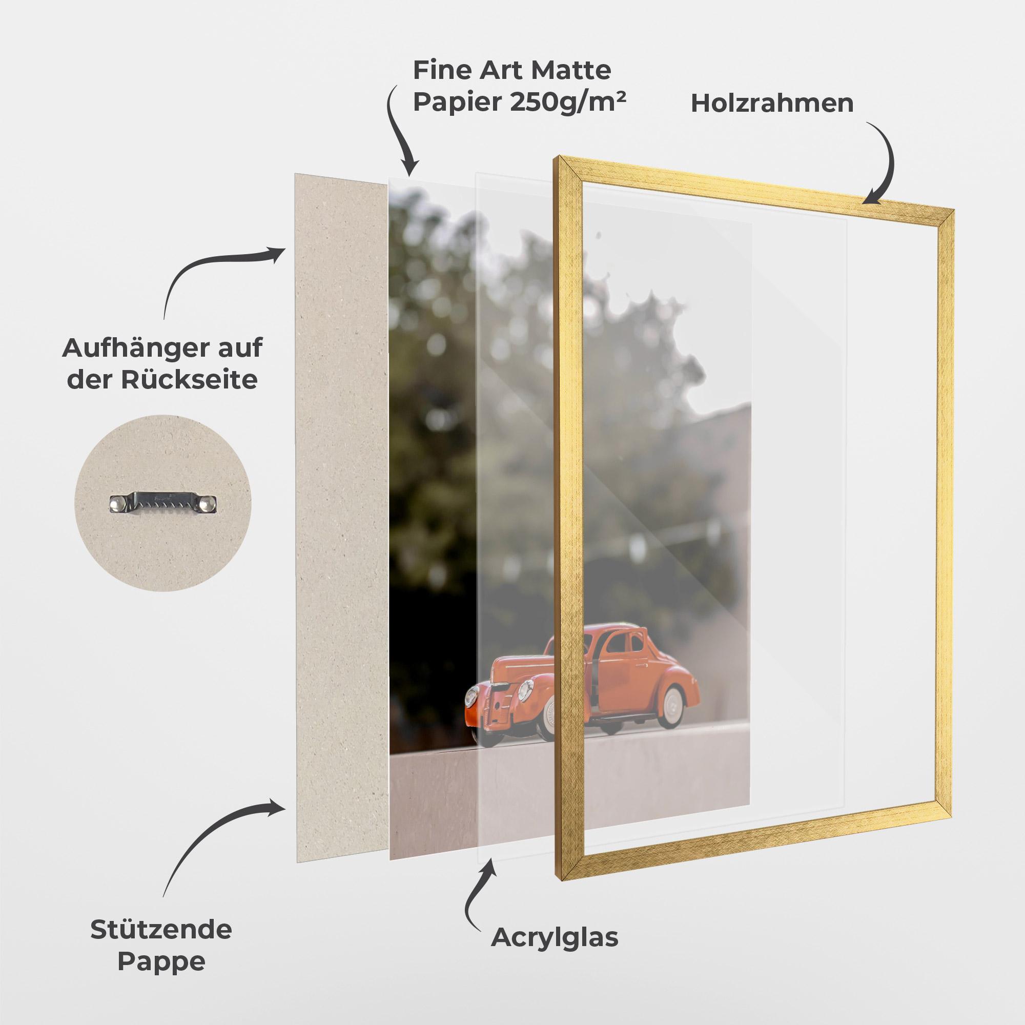 Gerahmte Poster Orange Toy Car mockup 1