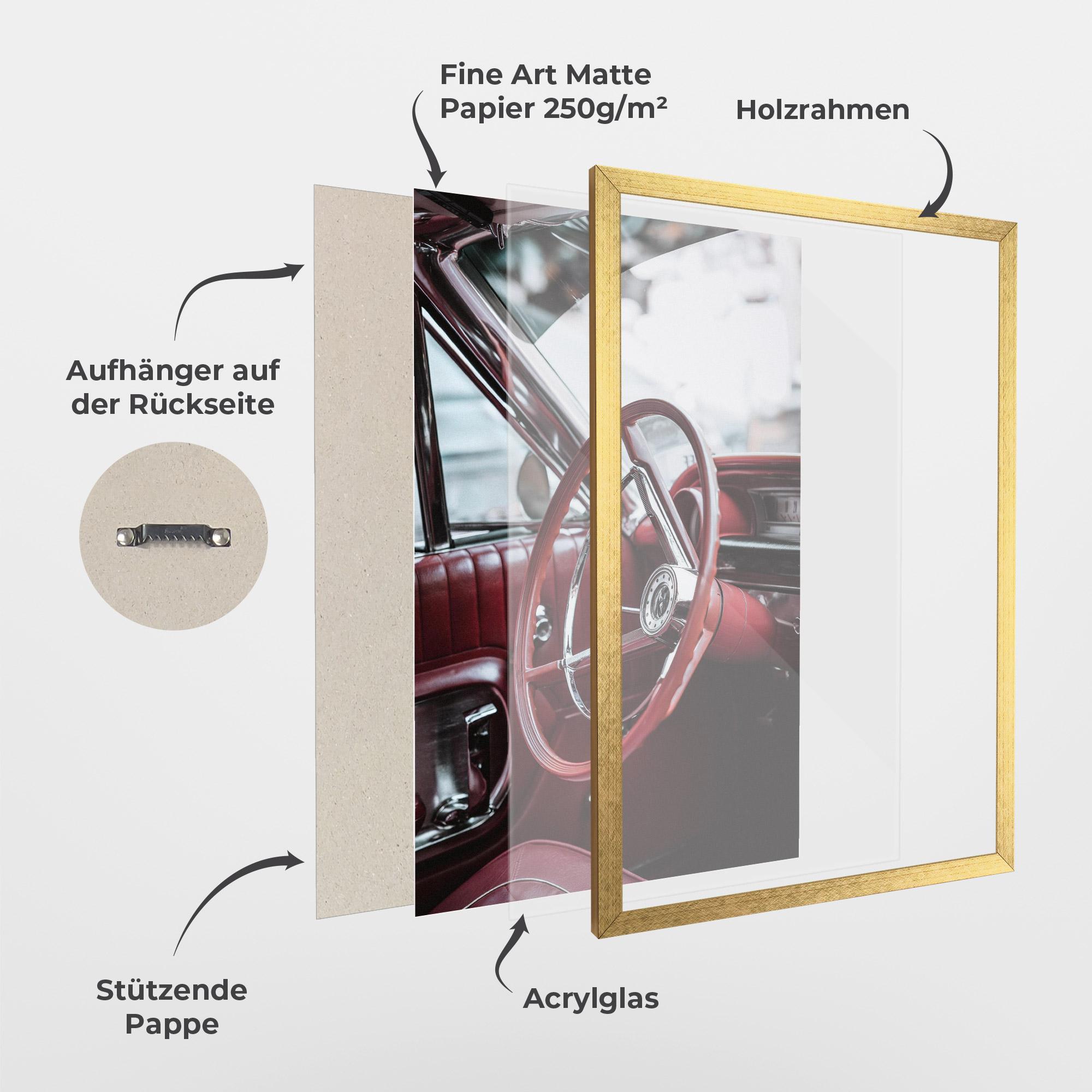 Gerahmte Poster Red Steering Wheel mockup 1