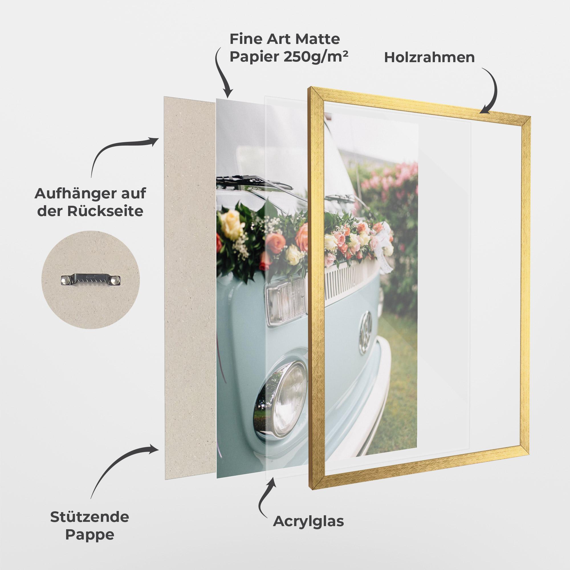 Gerahmte Poster Vintage Rose Van mockup 1