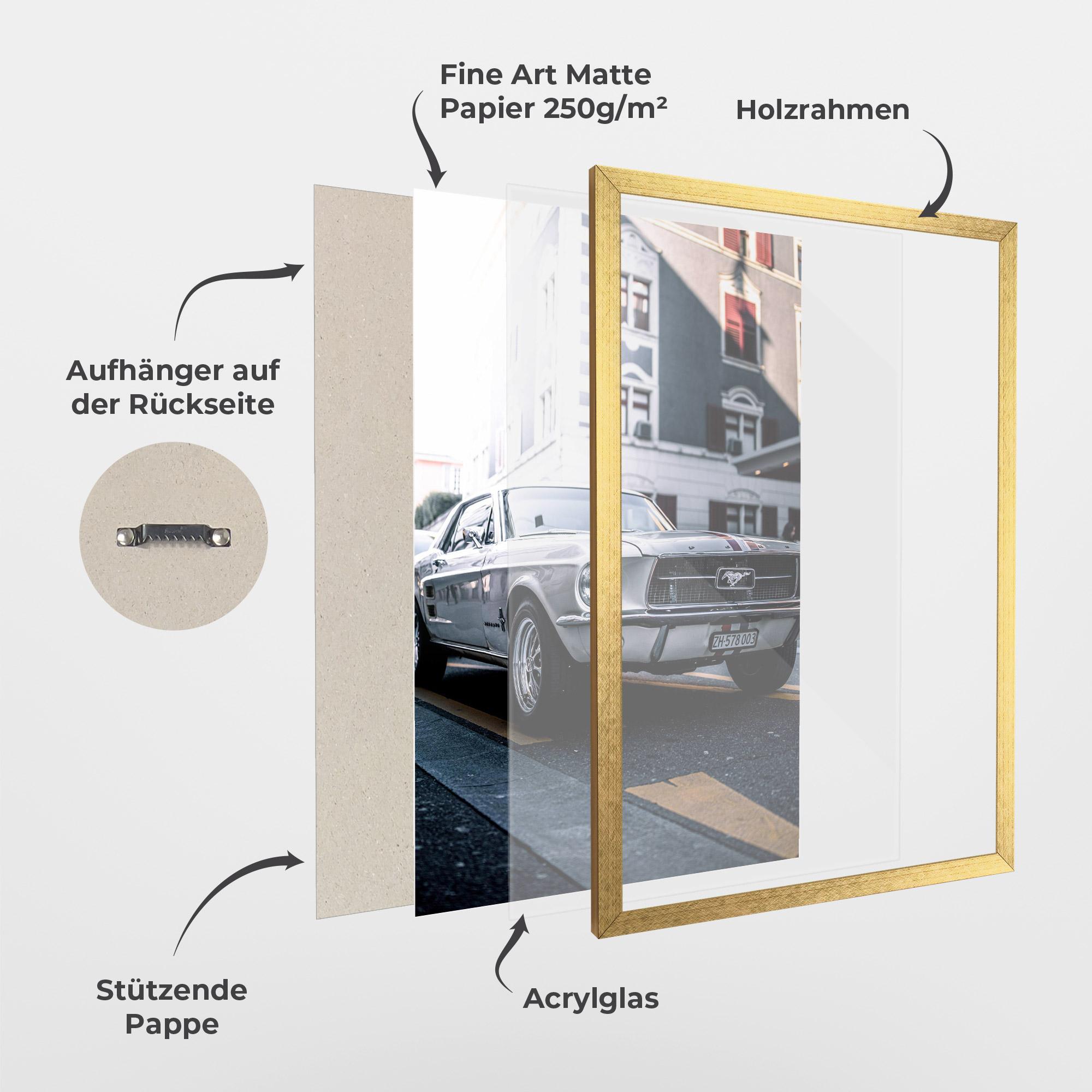 Gerahmte Poster Vintage White Car mockup 1