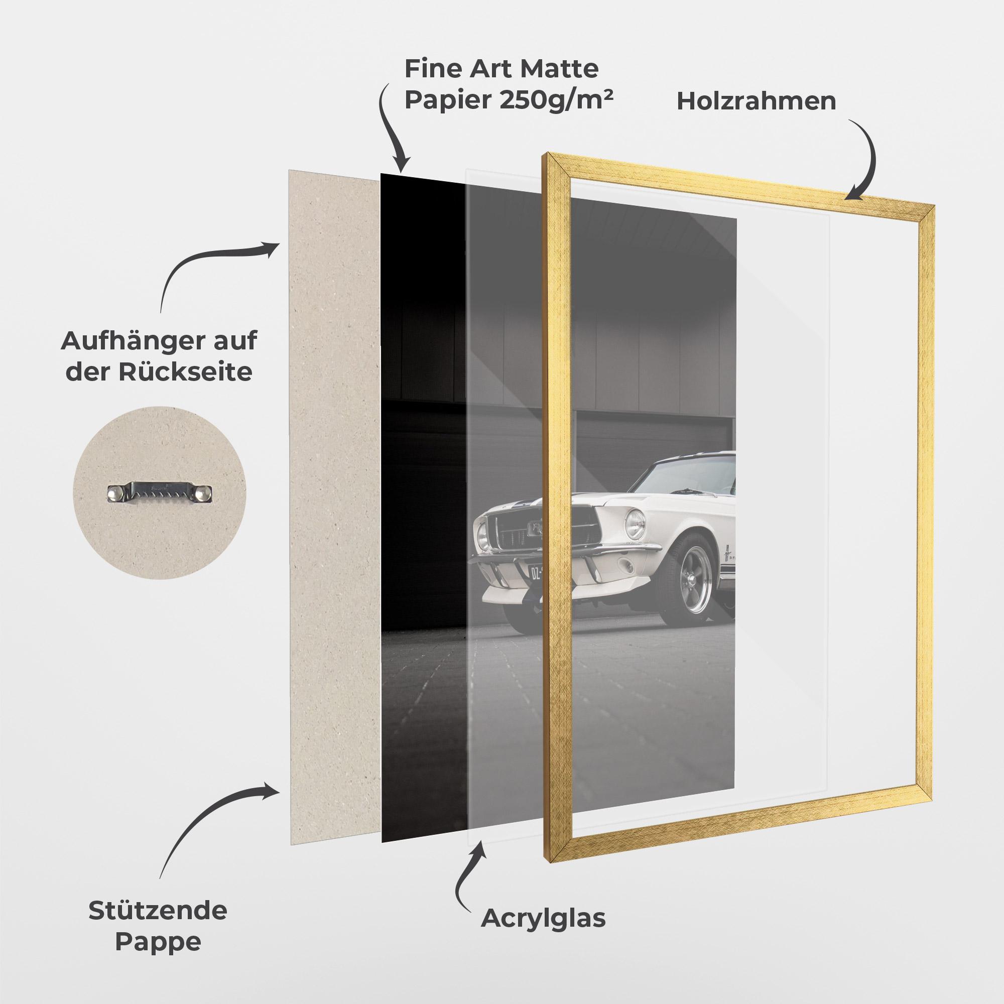 Gerahmte Poster White Vintage Car mockup 1