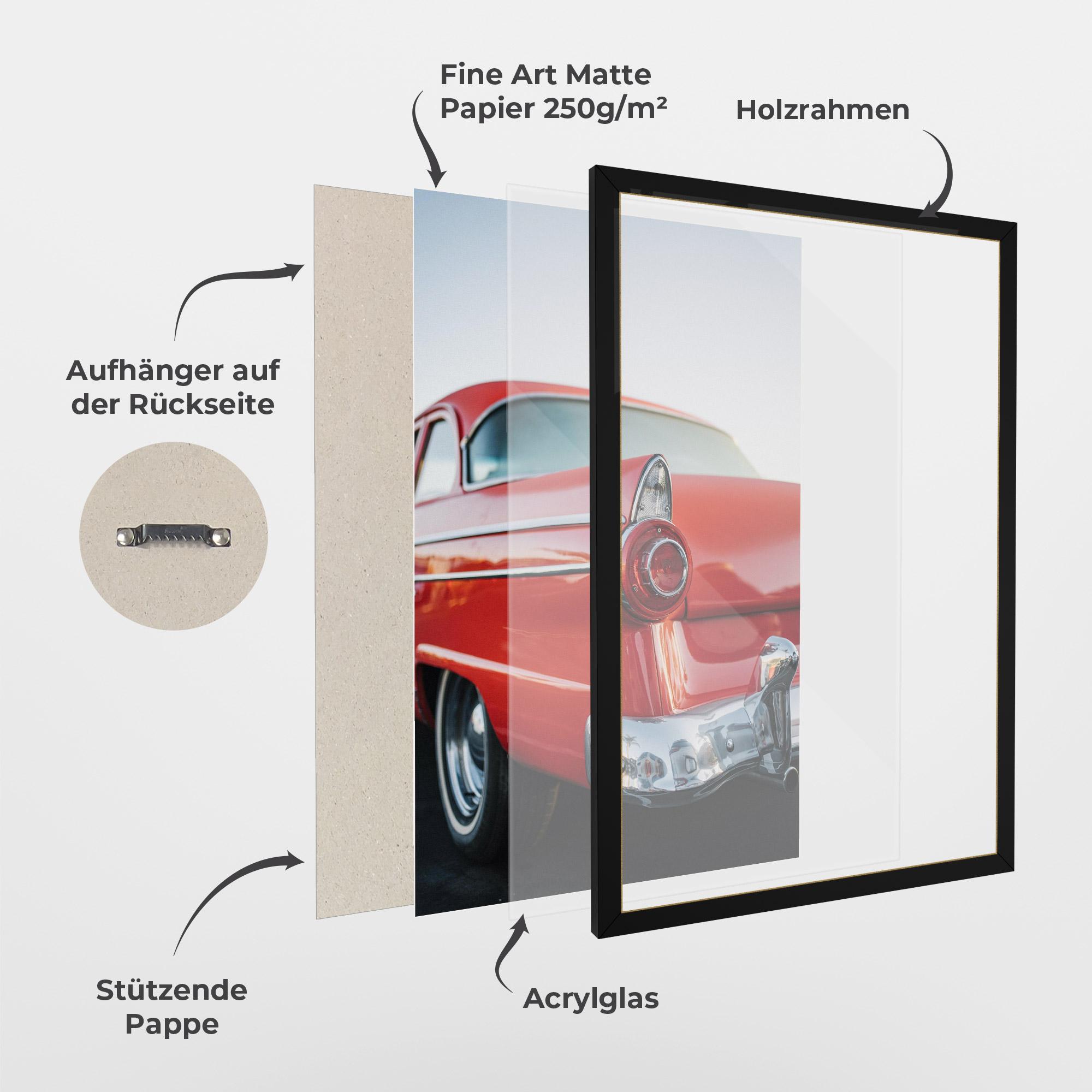 Gerahmte Poster Car Classic Red mockup 1