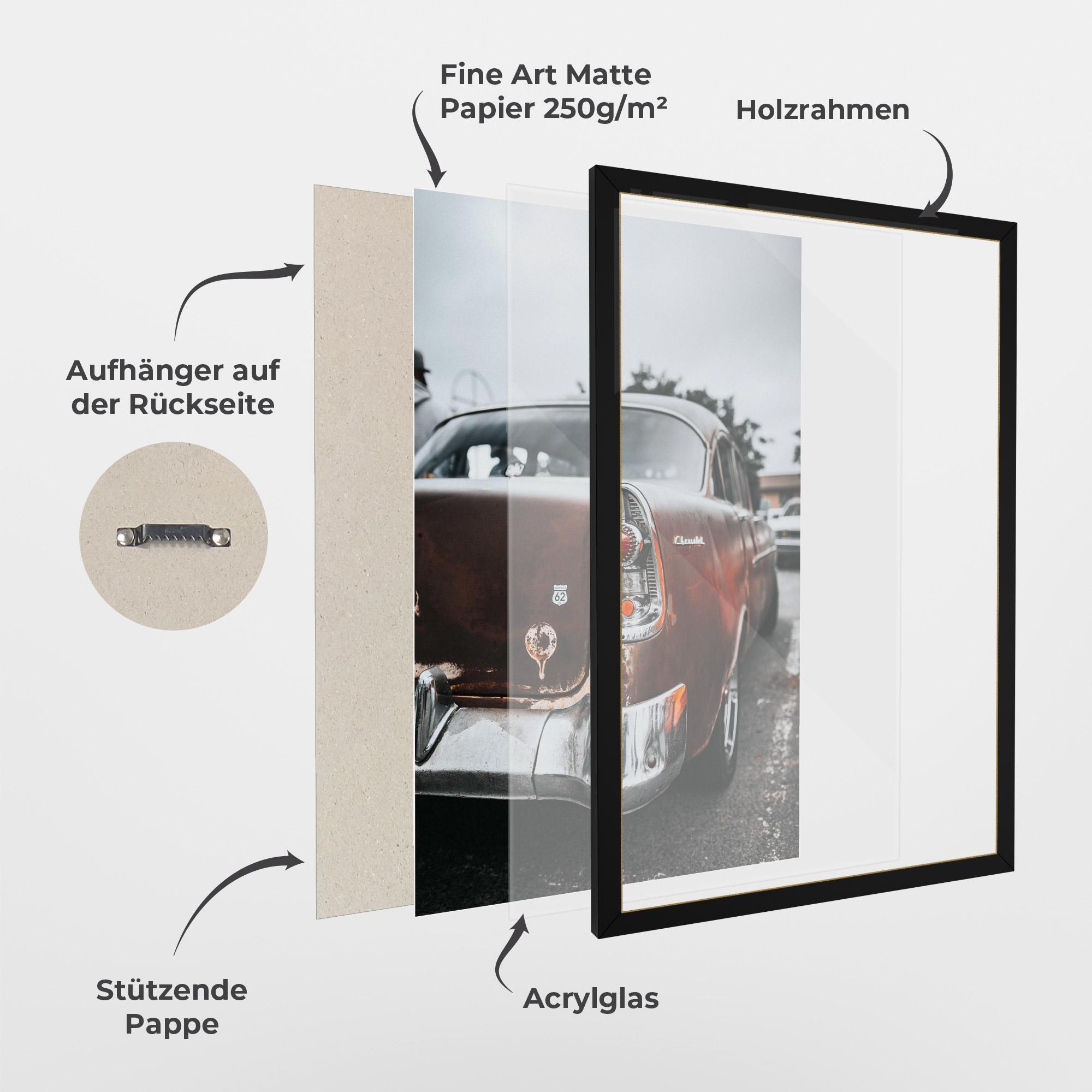 Gerahmte Poster Car Old Brown mockup 1