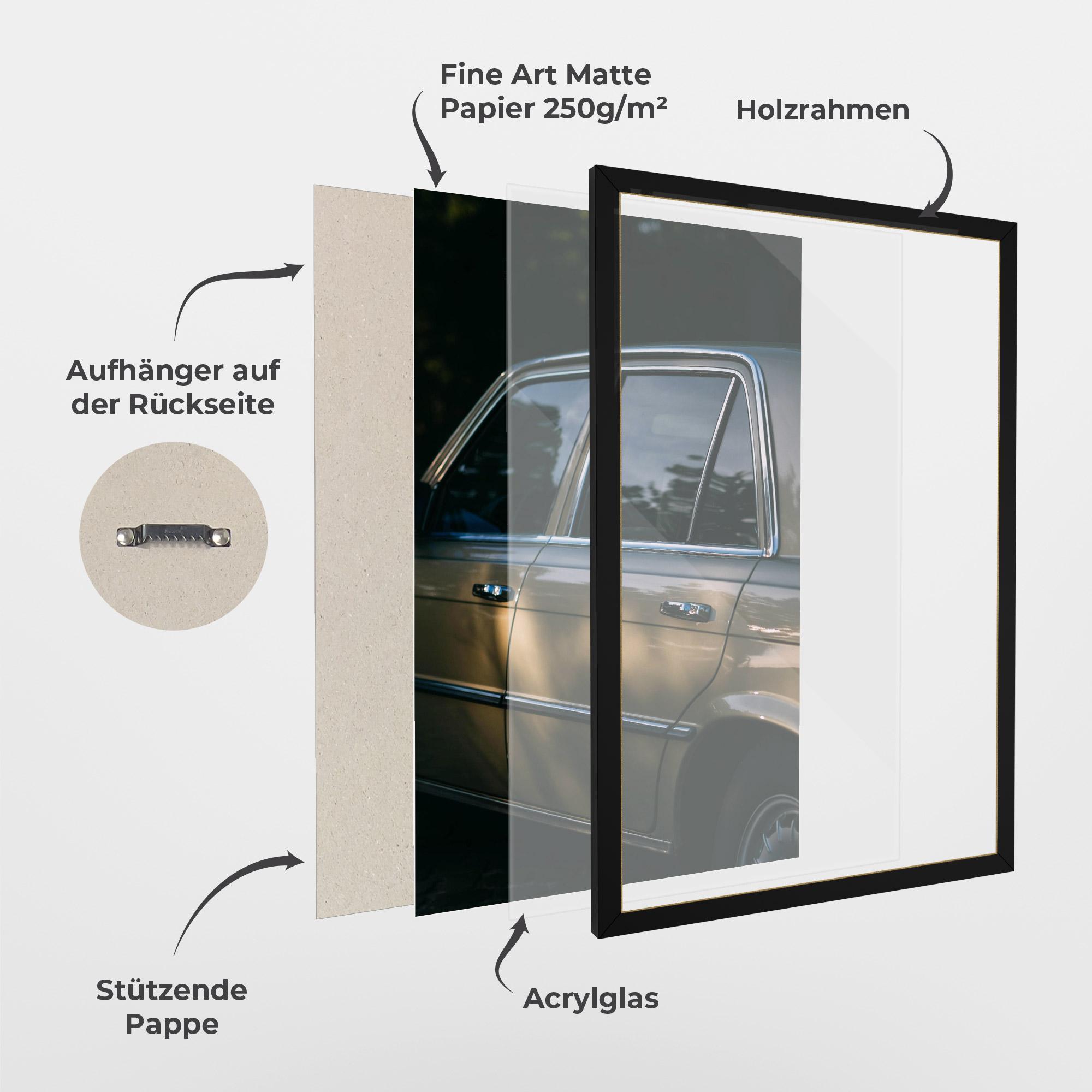 Gerahmte Poster Cream Old Car mockup 1