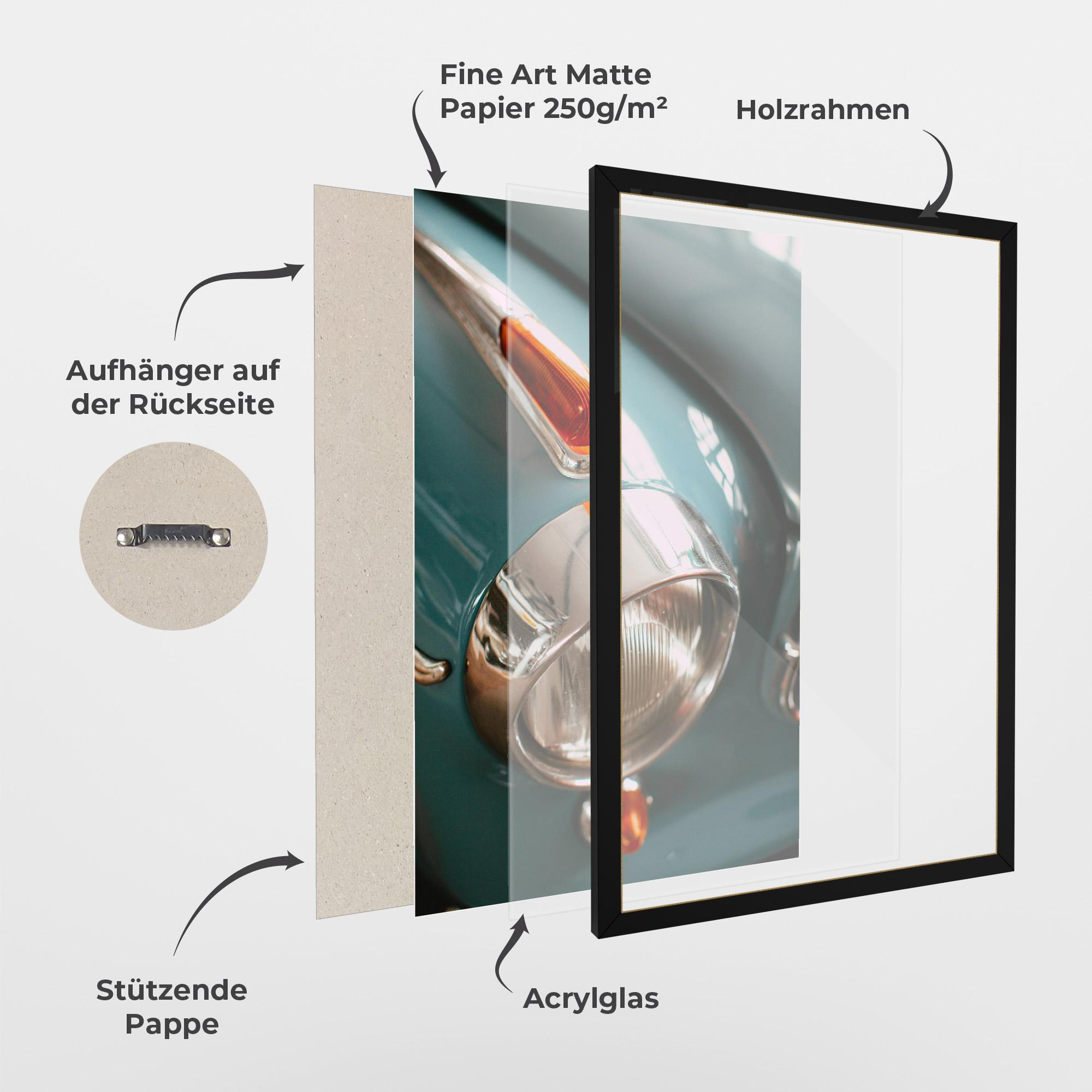 Gerahmte Poster Green Closeup Car mockup 1