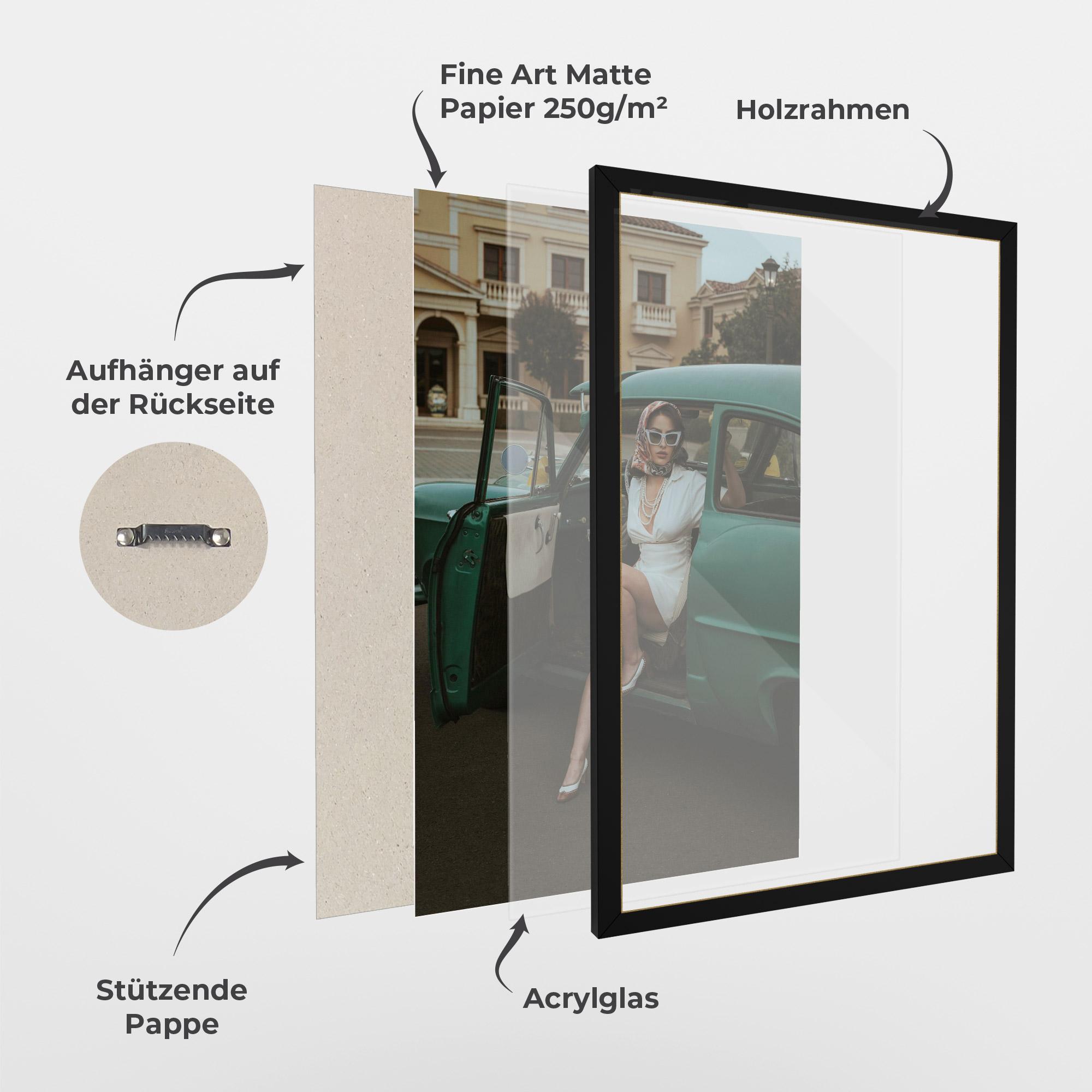 Gerahmte Poster Lady Vintage Cat mockup 1