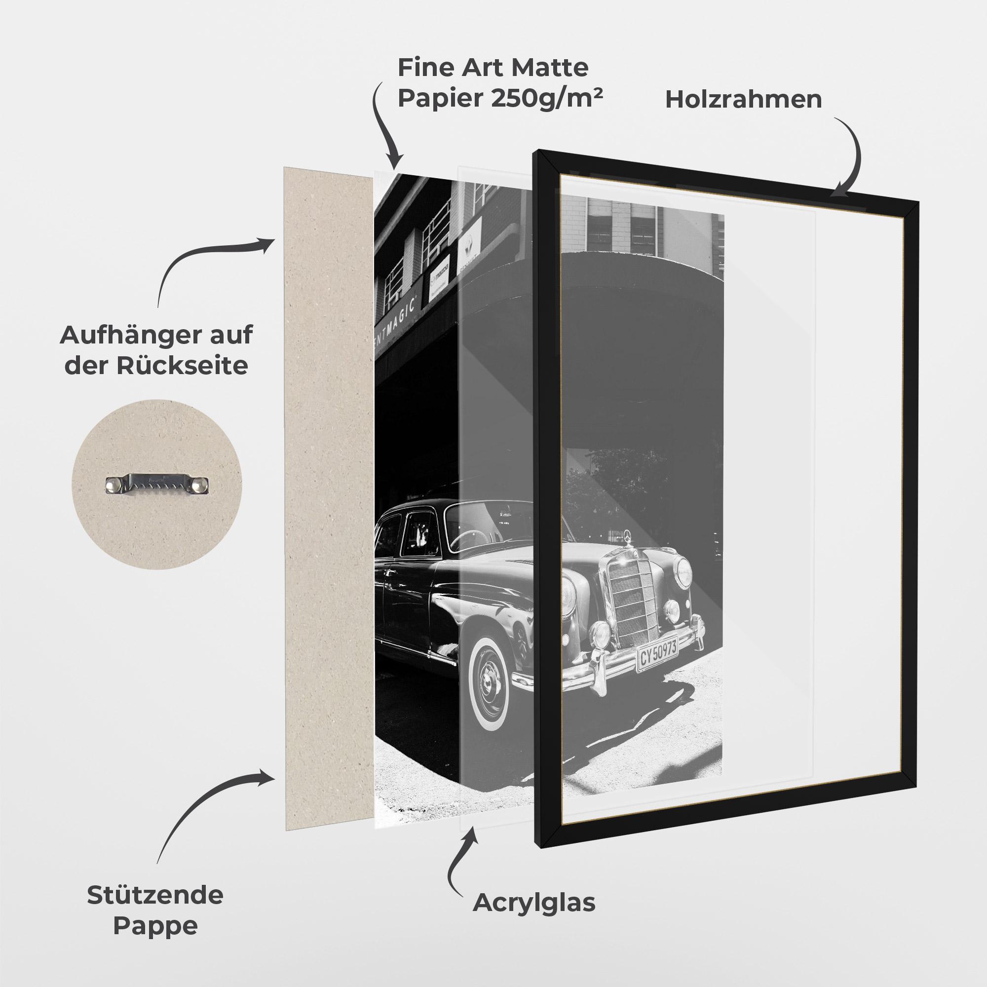 Gerahmte Poster Old Black Car mockup 1