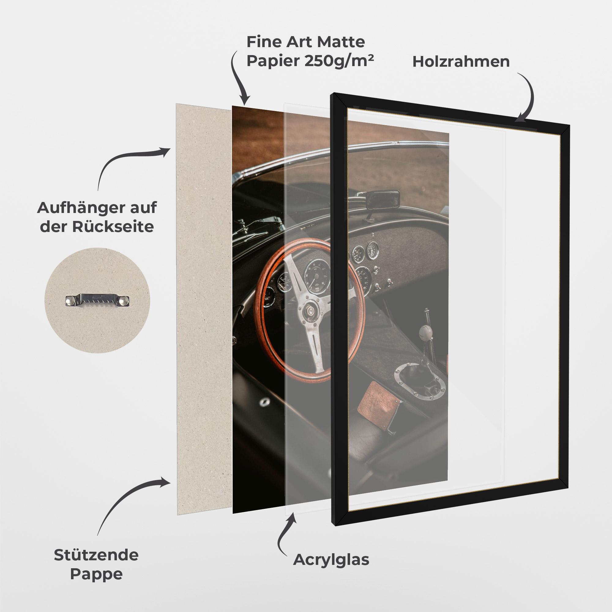 Gerahmte Poster Orange Steering Wheel mockup 1