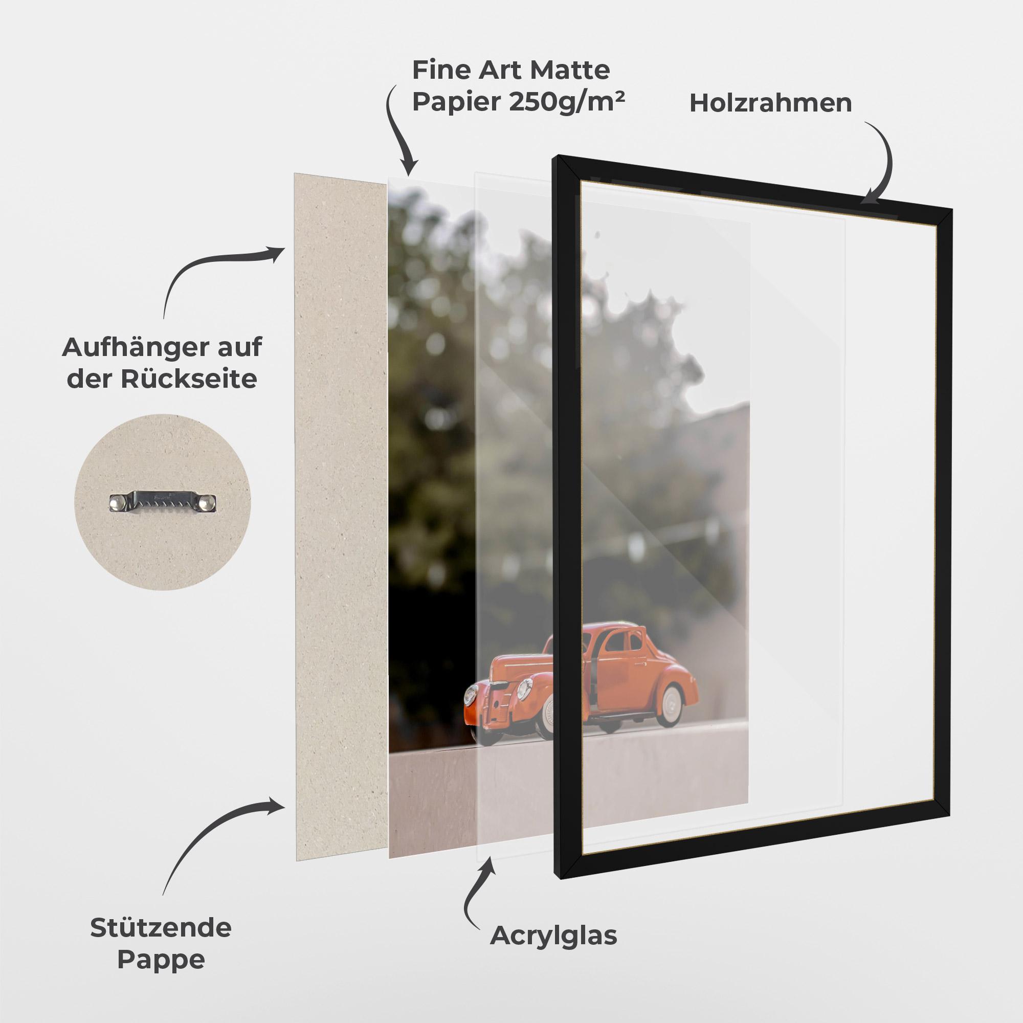 Gerahmte Poster Orange Toy Car mockup 1