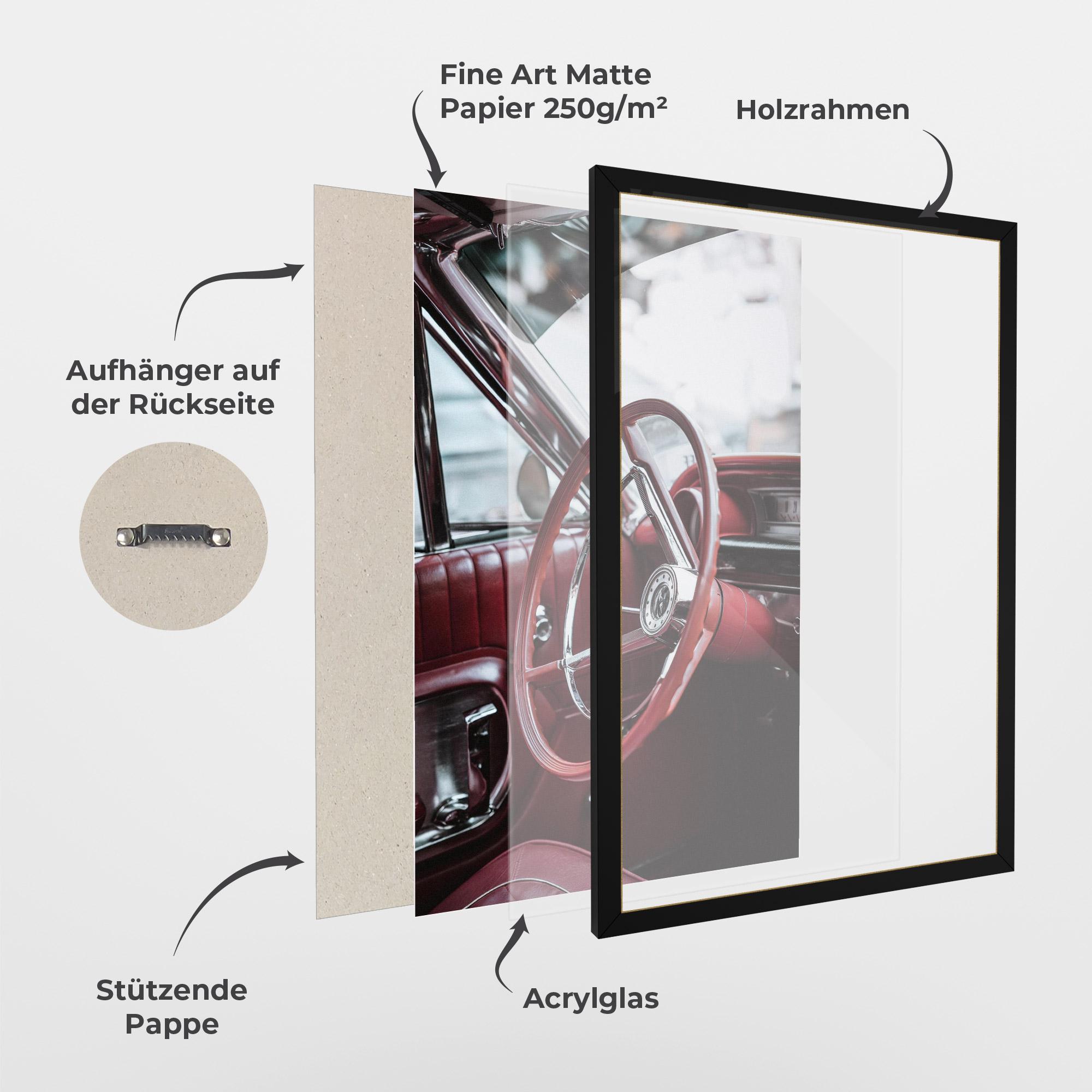 Gerahmte Poster Red Steering Wheel mockup 1