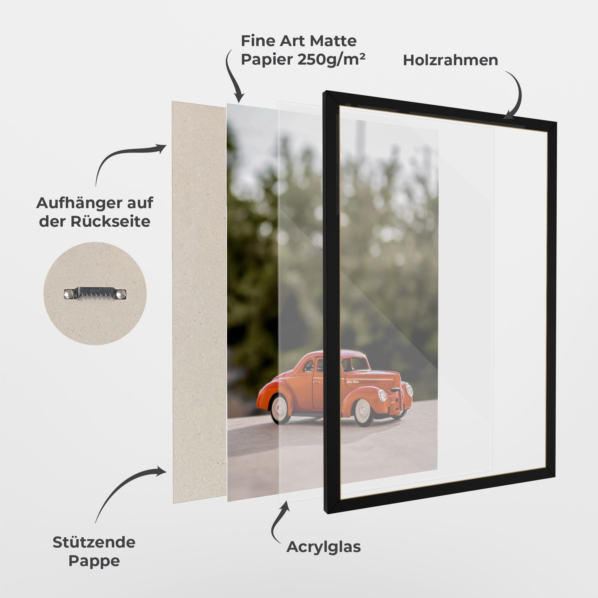 Gerahmte Poster Vintage Orange Toy mockup 1